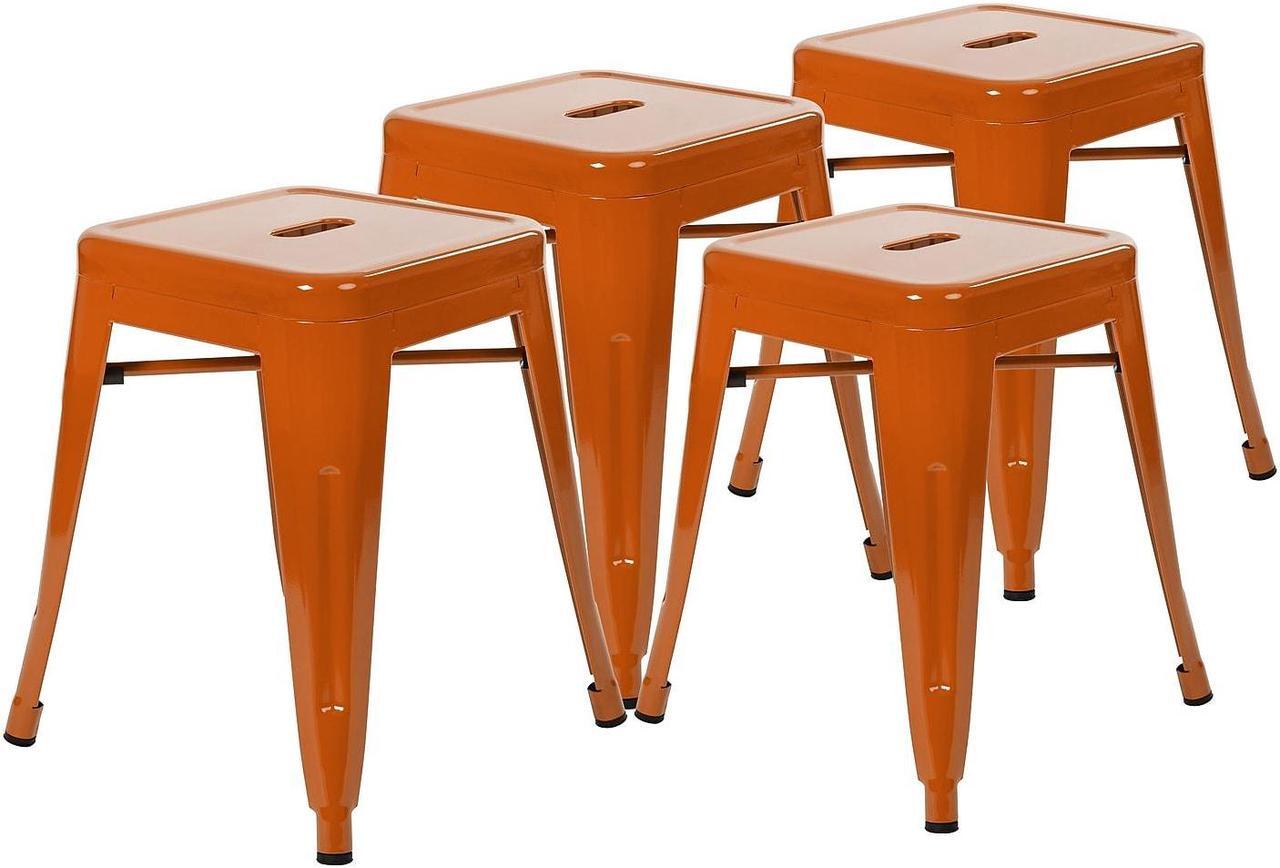Alt view image 13 of 20 - 18" Table Height Stool, Stackable Backless Metal Indoor Dining Stool, Commercial Grade Restaurant Stool in Orange - Set of 4