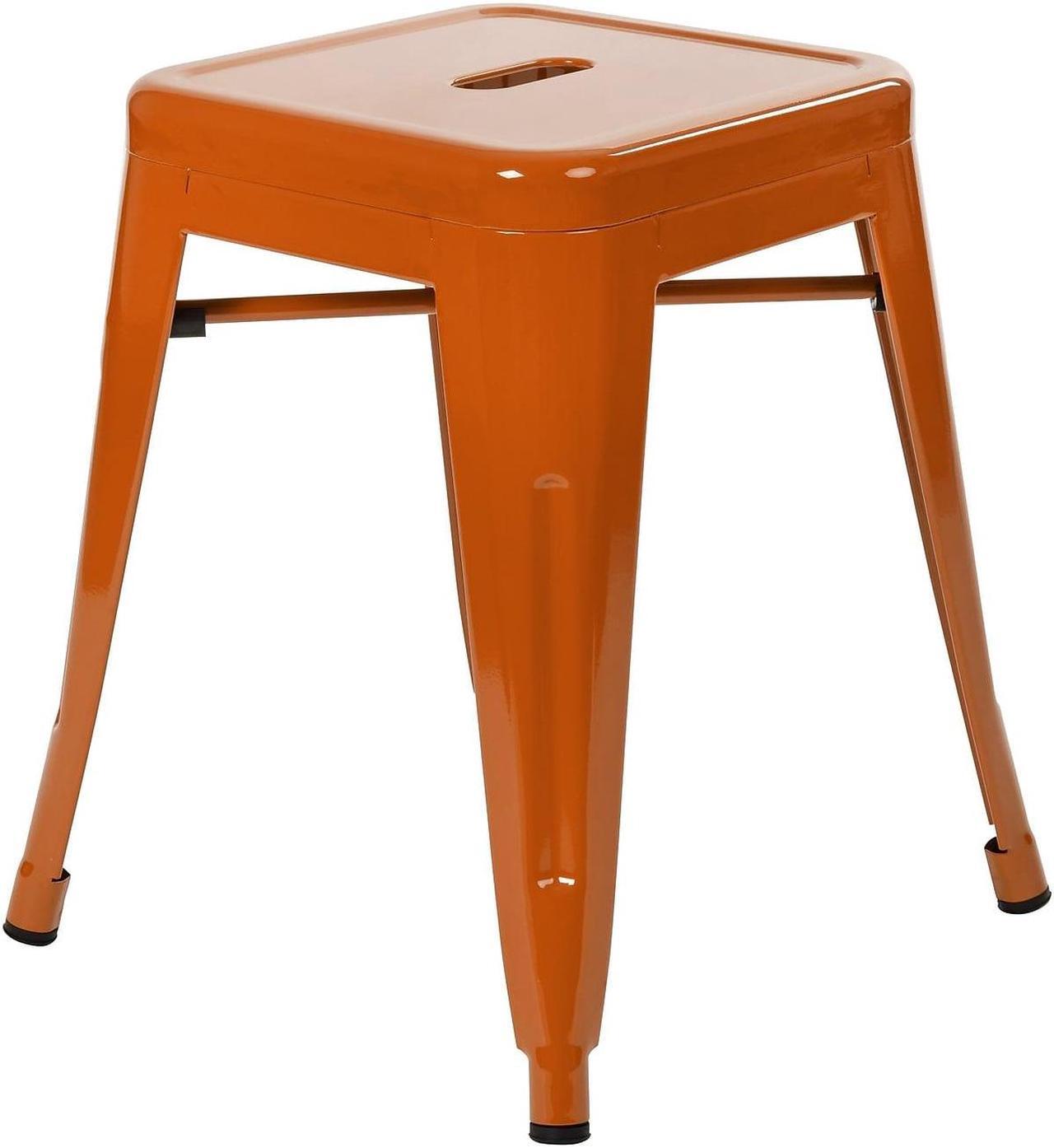 Alt view image 19 of 20 - 18" Table Height Stool, Stackable Backless Metal Indoor Dining Stool, Commercial Grade Restaurant Stool in Orange - Set of 4