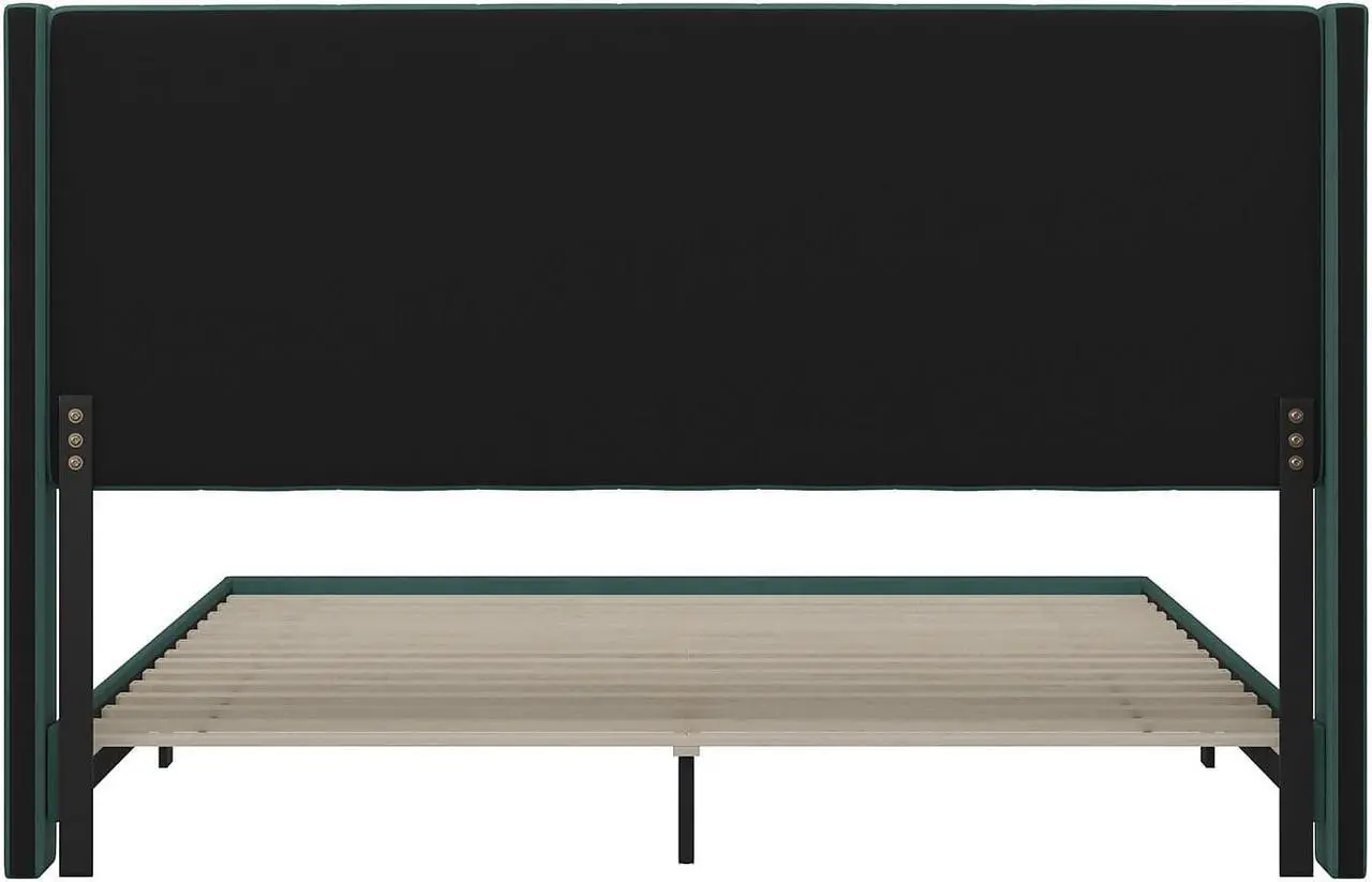 Alt view image 12 of 20 - Evelyn Walnut Finish Solid Wood King Platform Bed, No Box Spring Required