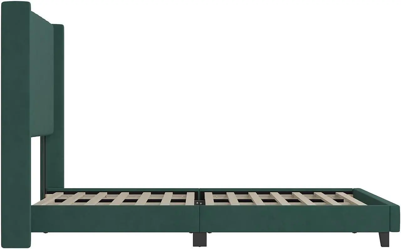 Alt view image 13 of 20 - Evelyn Walnut Finish Solid Wood King Platform Bed, No Box Spring Required