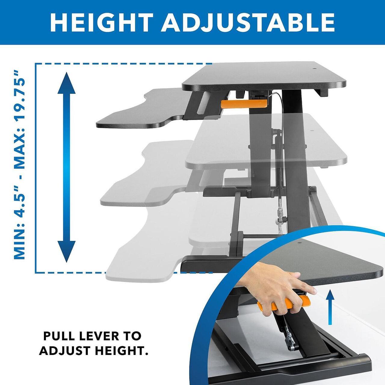 Alt view image 12 of 13 - Mount-It! 36"W Standing Desk Converter Black (MI-8050)