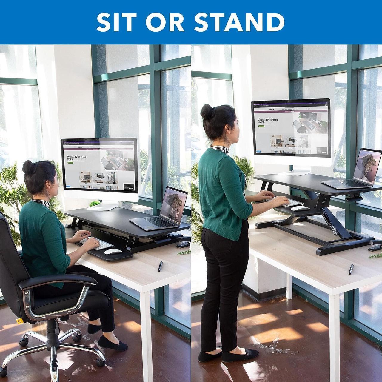 Alt view image 13 of 13 - Mount-It! 36"W Standing Desk Converter Black (MI-8050)