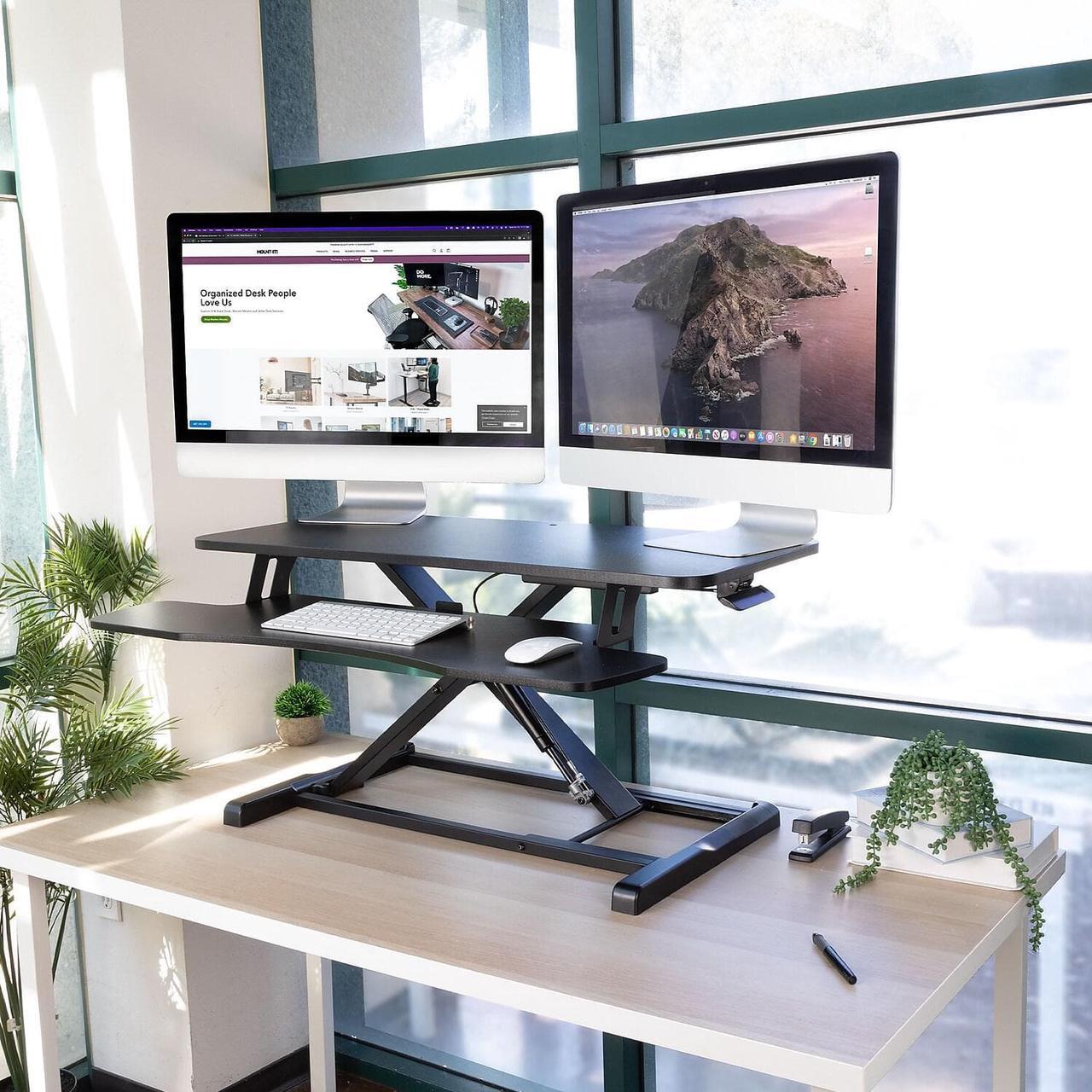 Alt view image 10 of 13 - Mount-It! 36"W Standing Desk Converter Black (MI-8050)