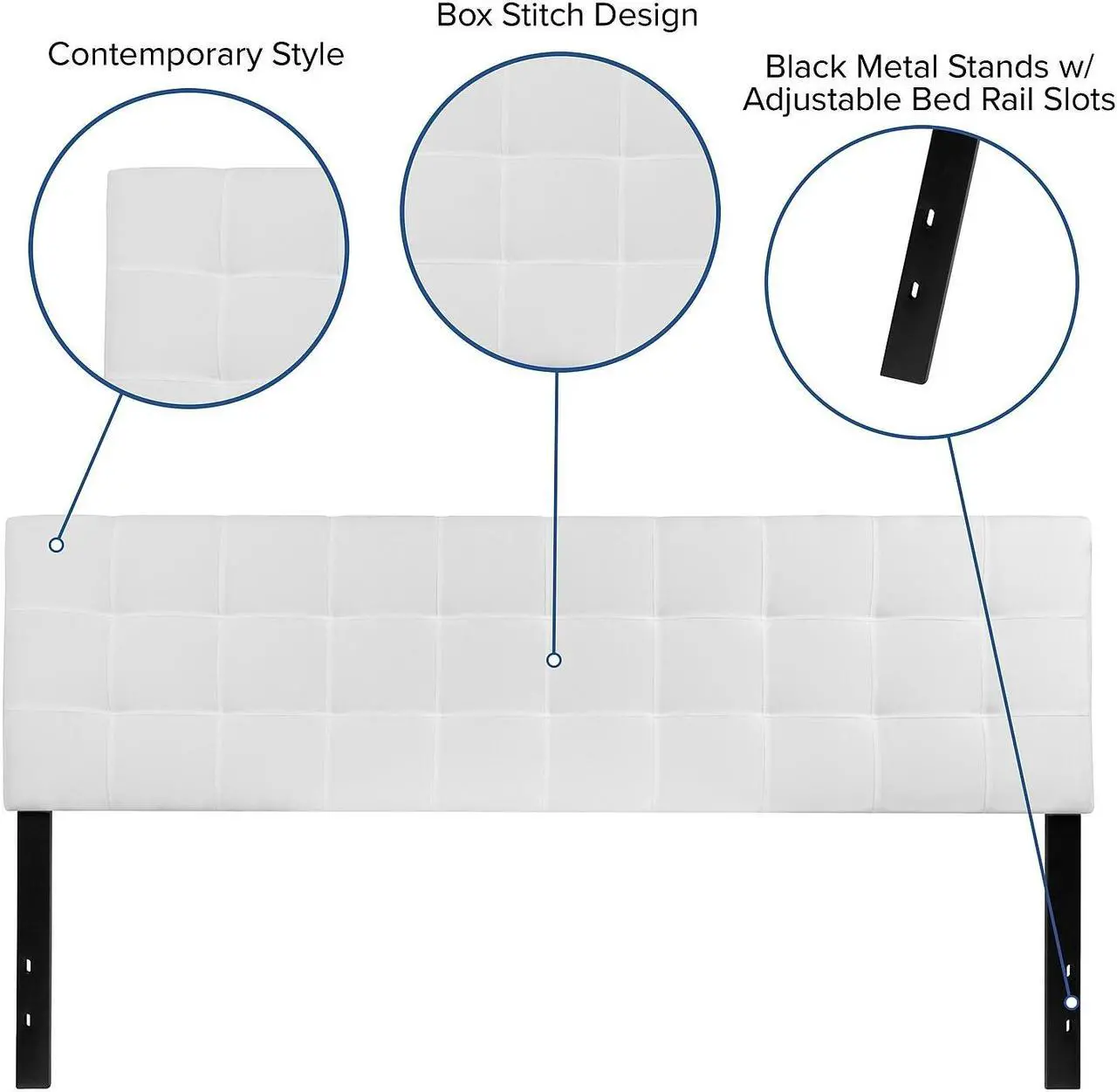 Alt view image 19 of 20 - Bedford Tufted Upholstered King Size Headboard in White Fabric