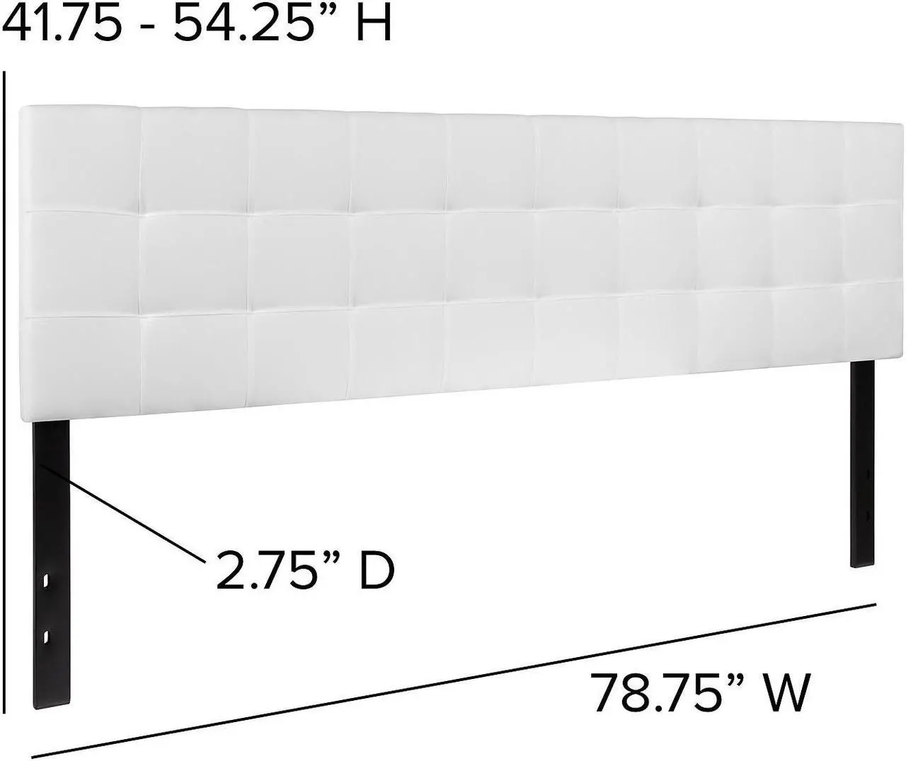 Alt view image 20 of 20 - Bedford Tufted Upholstered King Size Headboard in White Fabric