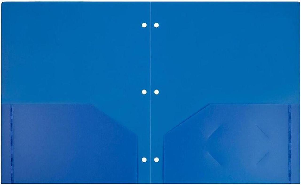 Alt view image 2 of 5 - JAM Paper Heavy Duty Plastic 3 Hole Punch Two-Pocket School Folders Blue