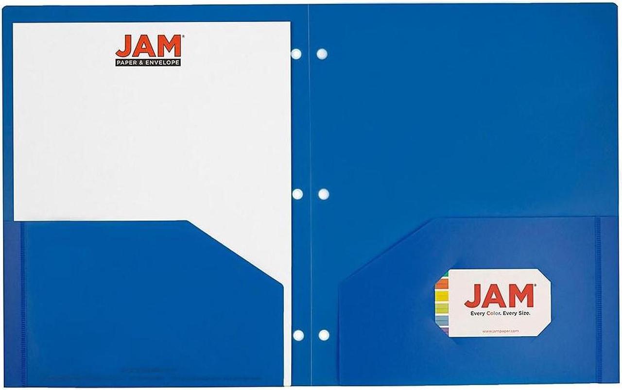 Alt view image 3 of 5 - JAM Paper Heavy Duty Plastic 3 Hole Punch Two-Pocket School Folders Blue