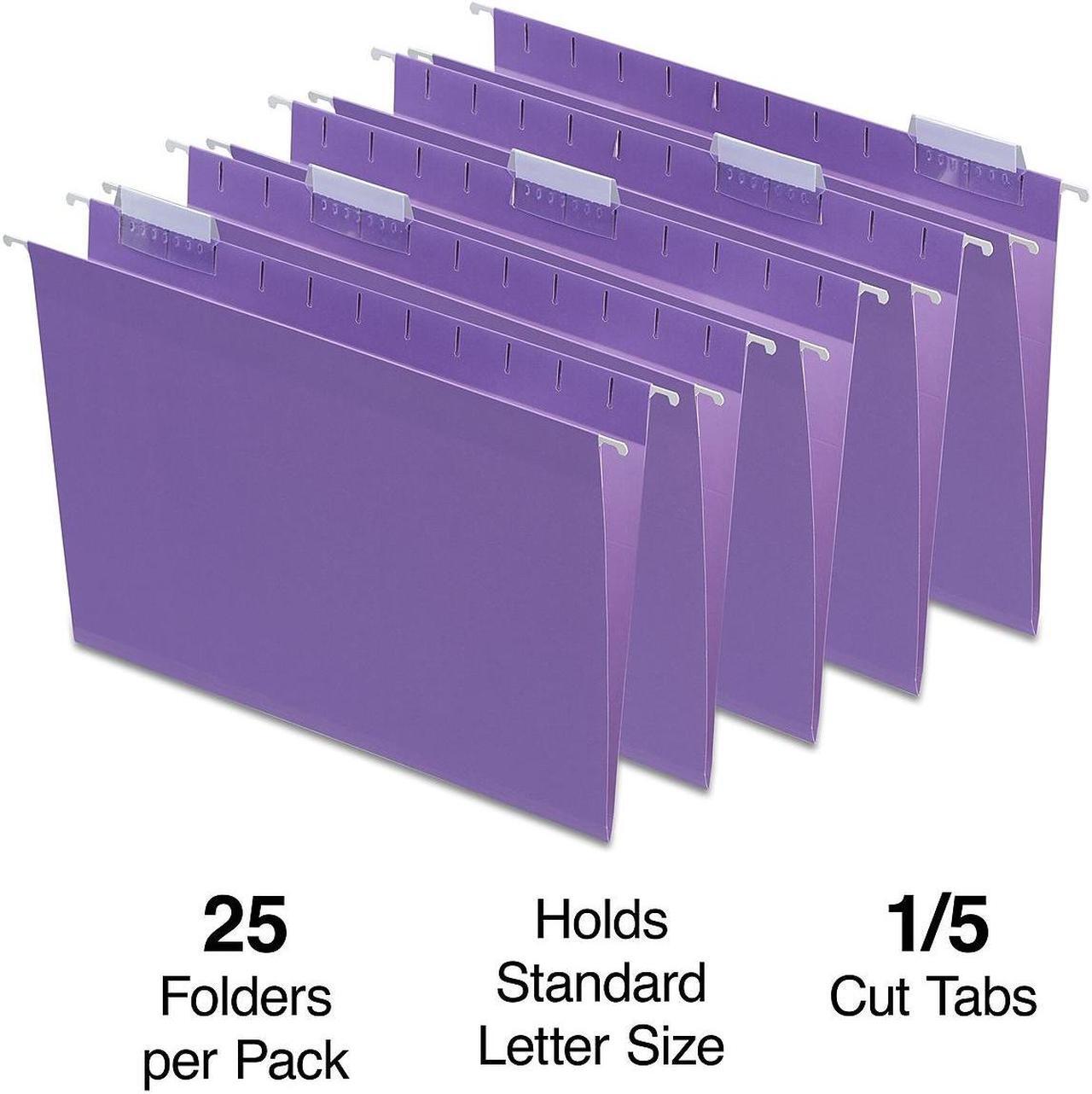 Alt view image 2 of 5 - Staples Hanging File Folders 5 Tab Letter Size Purple 25/Box (419200)