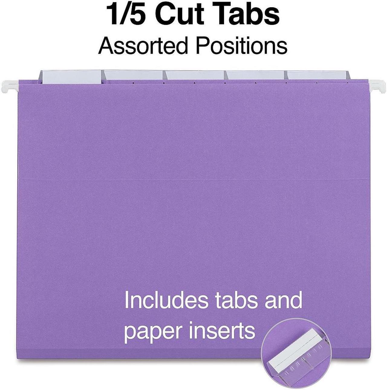 Alt view image 3 of 5 - Staples Hanging File Folders 5 Tab Letter Size Purple 25/Box (419200)