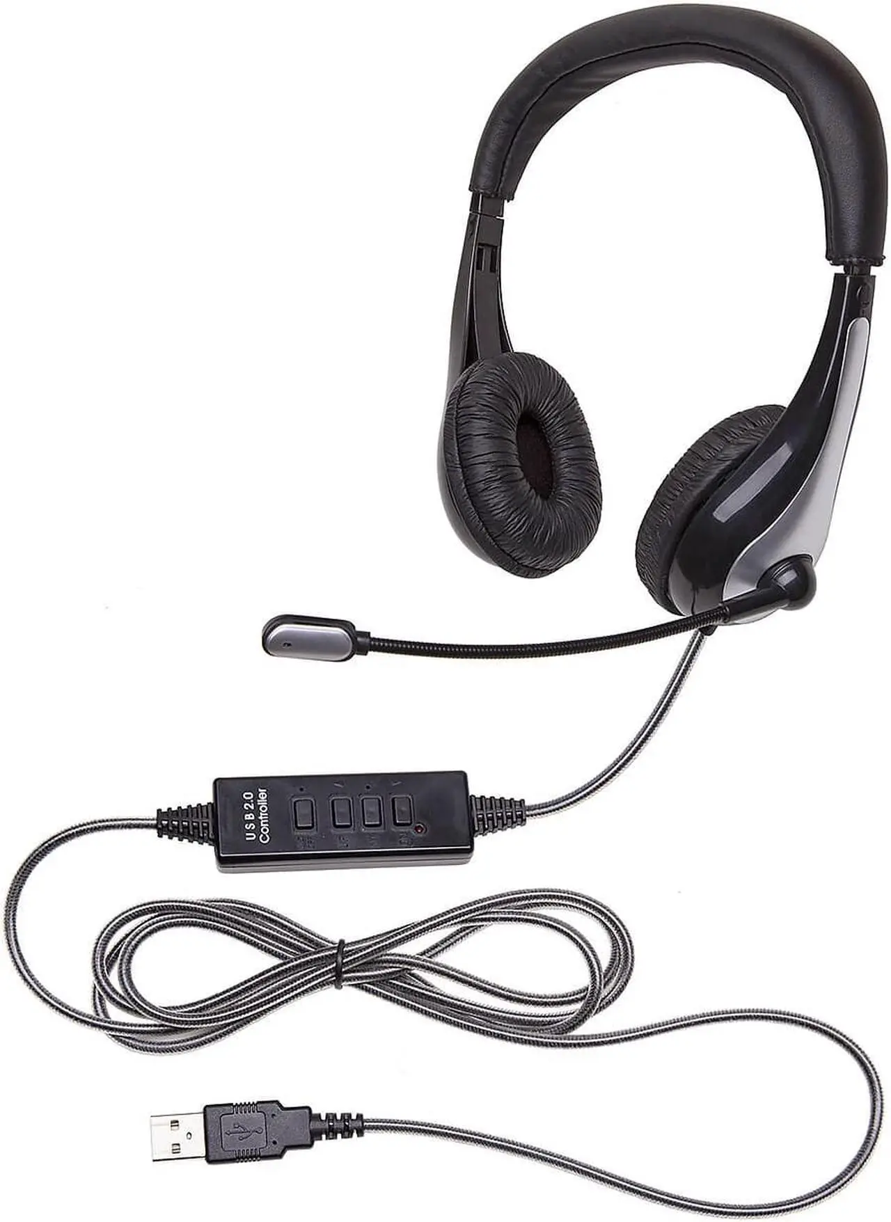Alt view image 3 of 6 - Califone 1025MUSB NeoTech USB Headset, Mic with CaliTuff Braided Cord