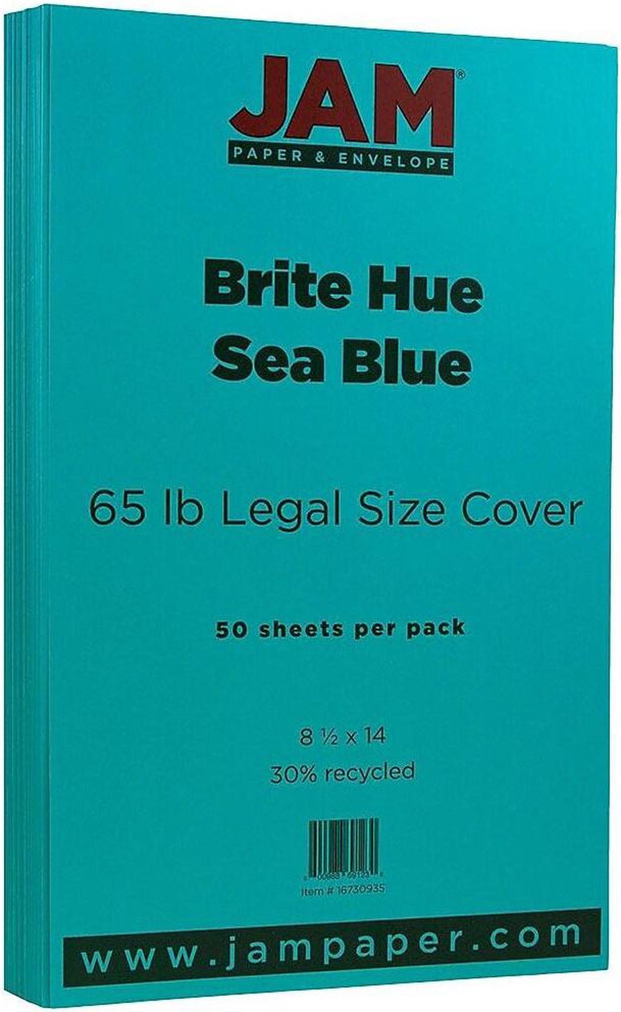 Main image of JAM Paper Legal 65lb Colored Cardstock 8.5 x 14 Coverstock Sea Blue Recycled