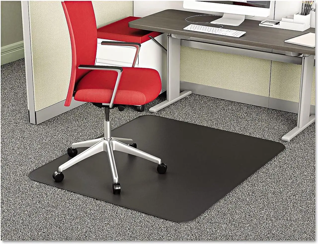 Alt view image 3 of 14 - Deflecto SuperMat Frequent Use Chair Mat Medium Pile Carpet Beveled 36 x 48 Black CM14142BLK