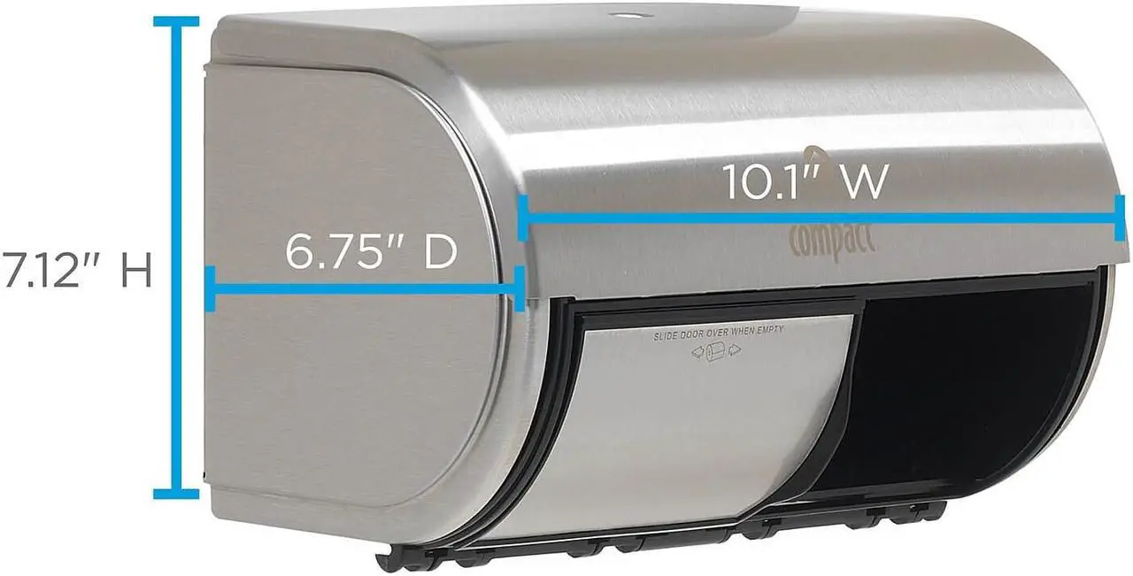 Alt view image 11 of 15 - GEORGIA PACIFIC Compact Horizontal 2-Roll Tissue Dispenser Stnlss Steel 10 1/8 x 6 3/4 x 7 1/8 56798