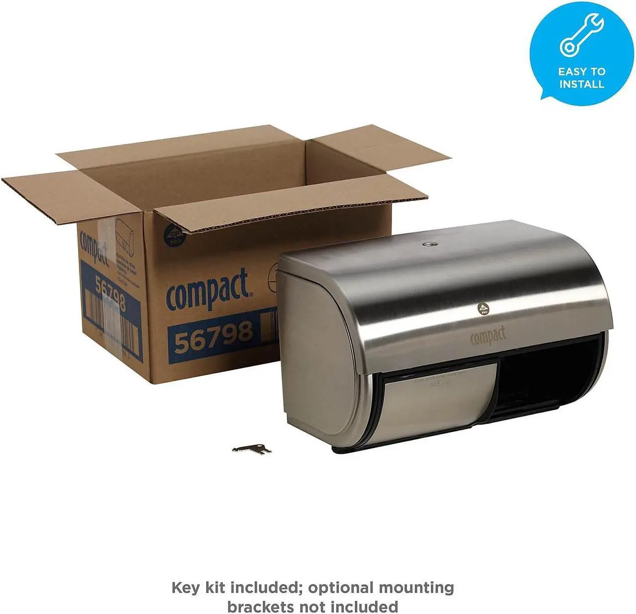 Alt view image 13 of 15 - GEORGIA PACIFIC Compact Horizontal 2-Roll Tissue Dispenser Stnlss Steel 10 1/8 x 6 3/4 x 7 1/8 56798