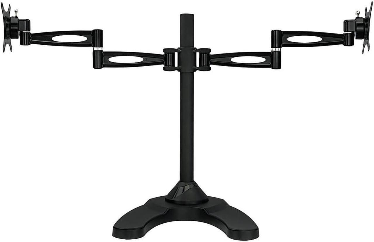 Alt view image 3 of 8 - mountit! free standing dual monitor stand | double arm desk mount fits two x 21 24 27 inch computer screens | 2 heavy duty full motion adjustable arms | vesa 75 100 compatible | grommet base included