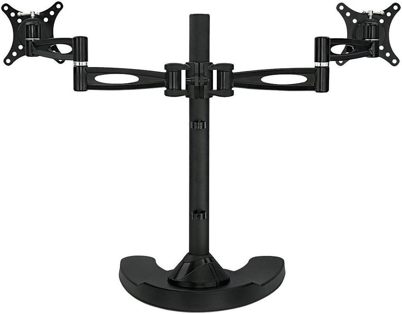 Alt view image 6 of 8 - mountit! free standing dual monitor stand | double arm desk mount fits two x 21 24 27 inch computer screens | 2 heavy duty full motion adjustable arms | vesa 75 100 compatible | grommet base included