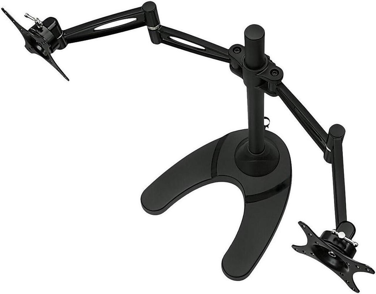 Alt view image 5 of 8 - mountit! free standing dual monitor stand | double arm desk mount fits two x 21 24 27 inch computer screens | 2 heavy duty full motion adjustable arms | vesa 75 100 compatible | grommet base included