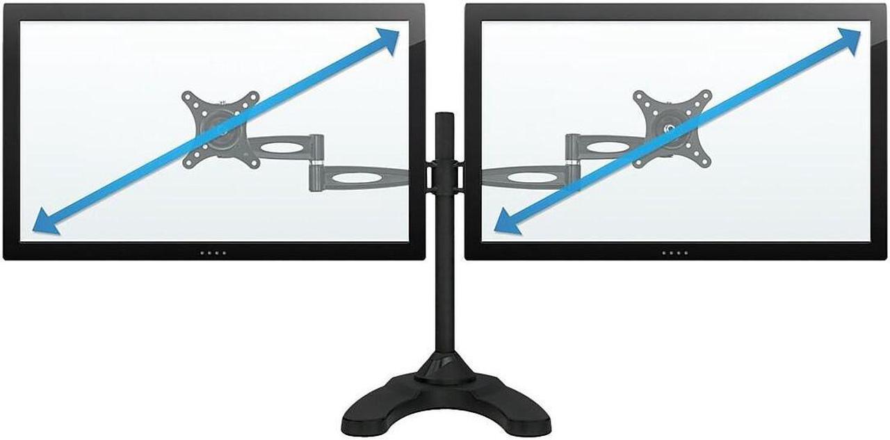 Alt view image 7 of 8 - mountit! free standing dual monitor stand | double arm desk mount fits two x 21 24 27 inch computer screens | 2 heavy duty full motion adjustable arms | vesa 75 100 compatible | grommet base included