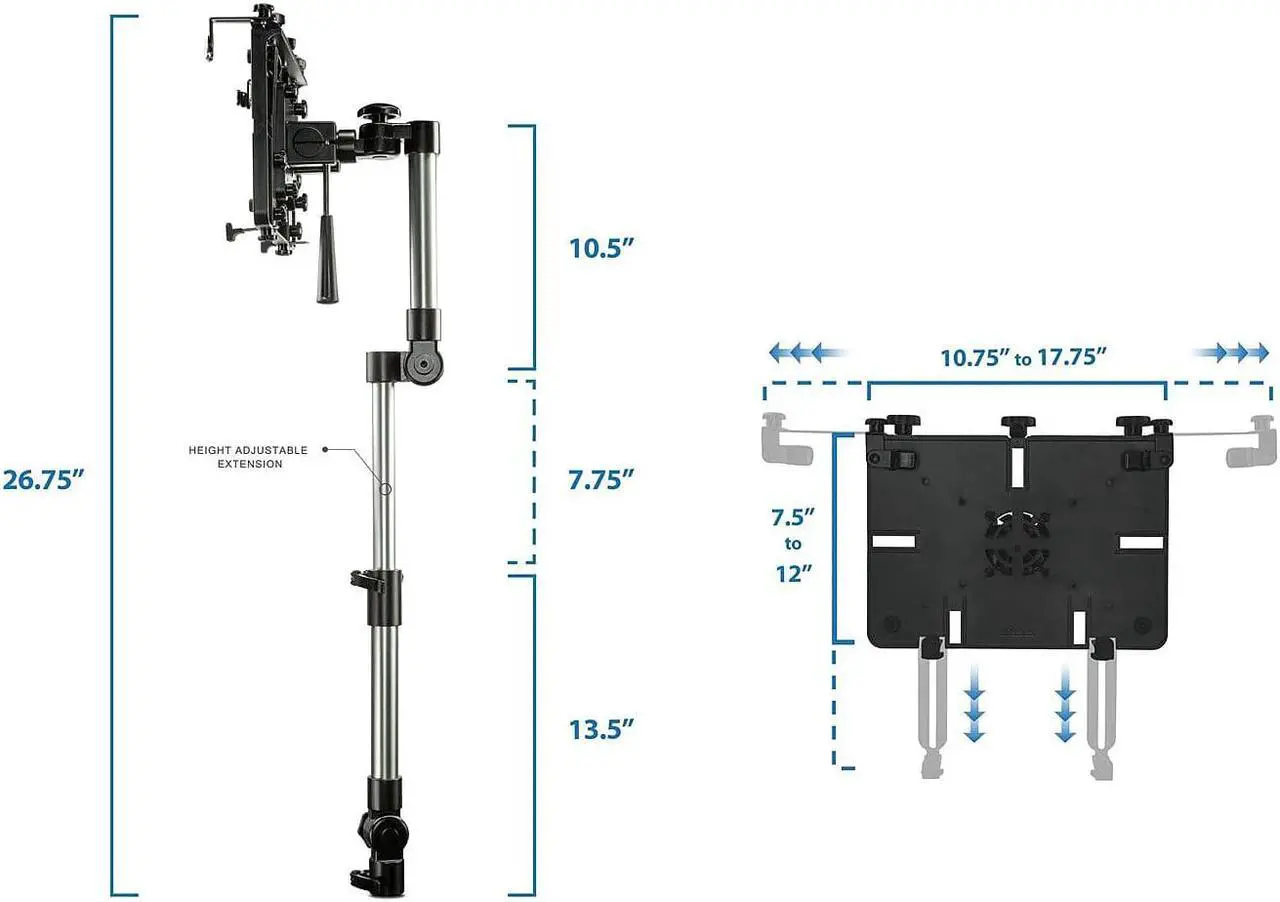 Alt view image 10 of 11 - Mount-It! Car Laptop Mount Notebook | Works with Commercial Vehicles, Trucks | Full Motion Arm Tray