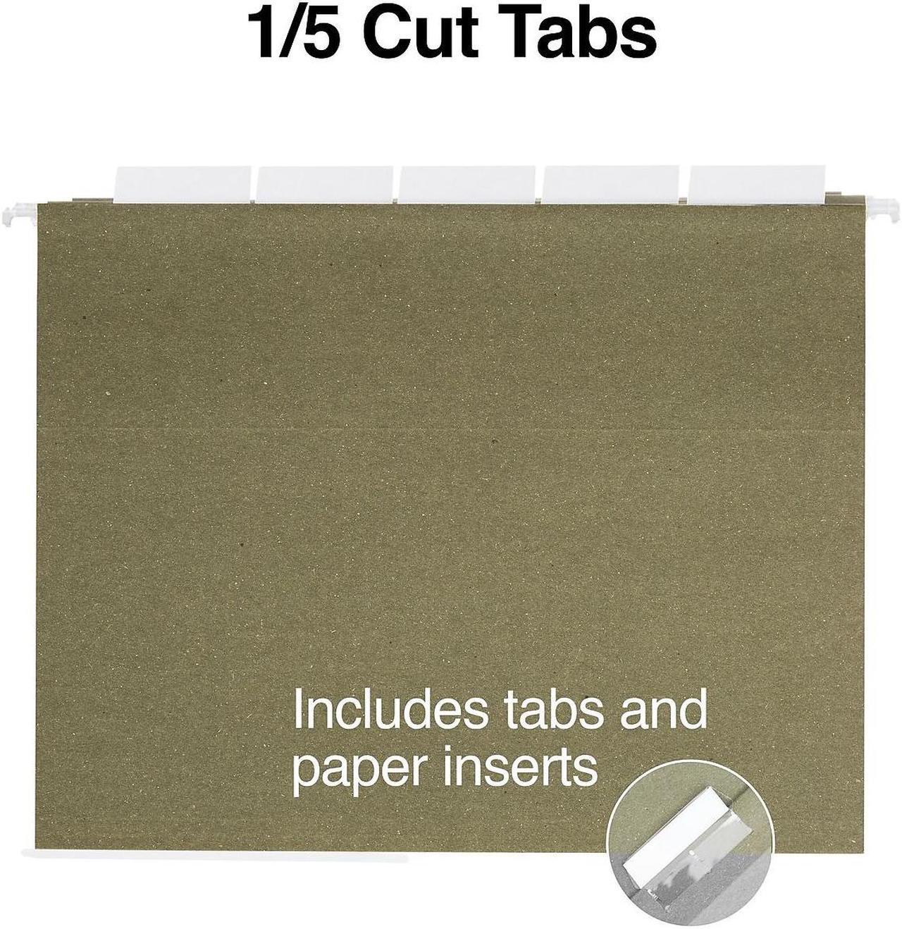 Alt view image 3 of 6 - Staples 100% Recycled Hanging File Folders Letter 1/5-Cut Tab Letter Size Standard Green 25/Box (ST116764)