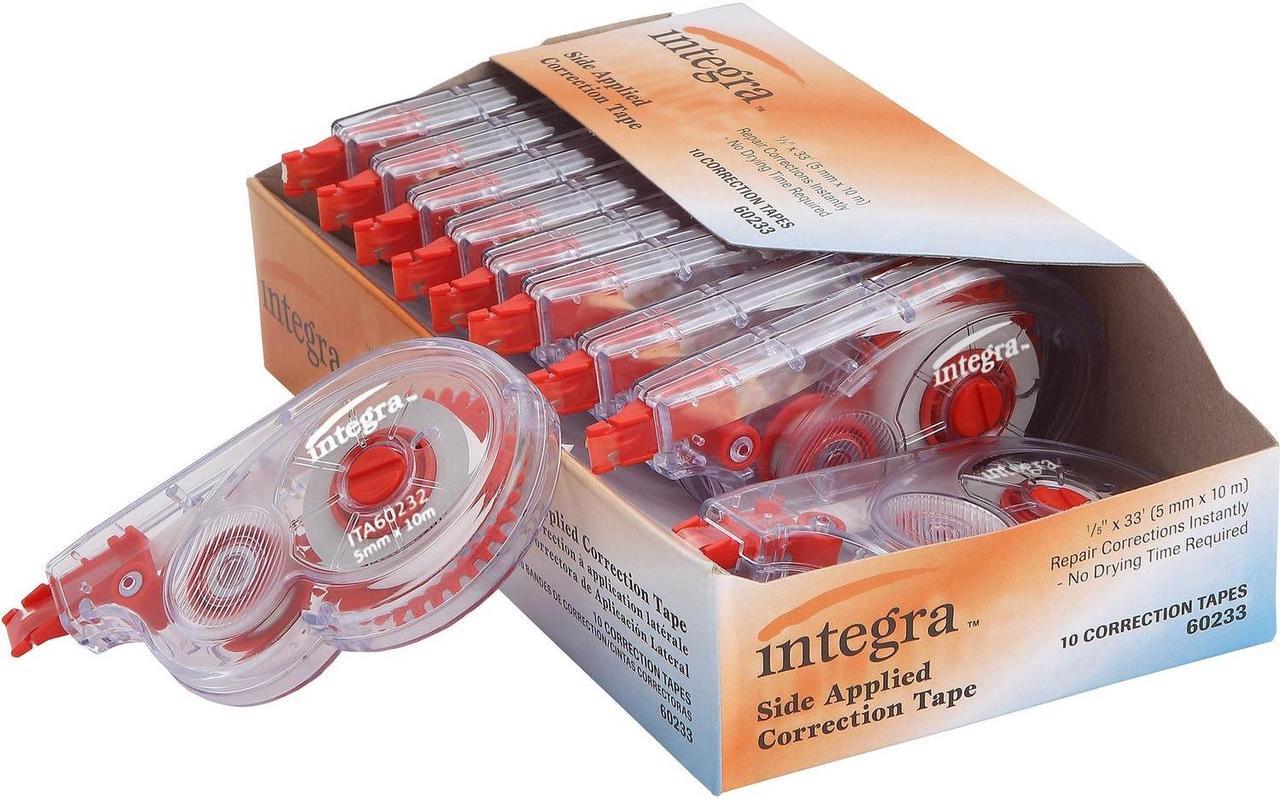 Integra Correction Tape Side Apply 1/5"x394" 10/PK Smoke Dispenser 60233