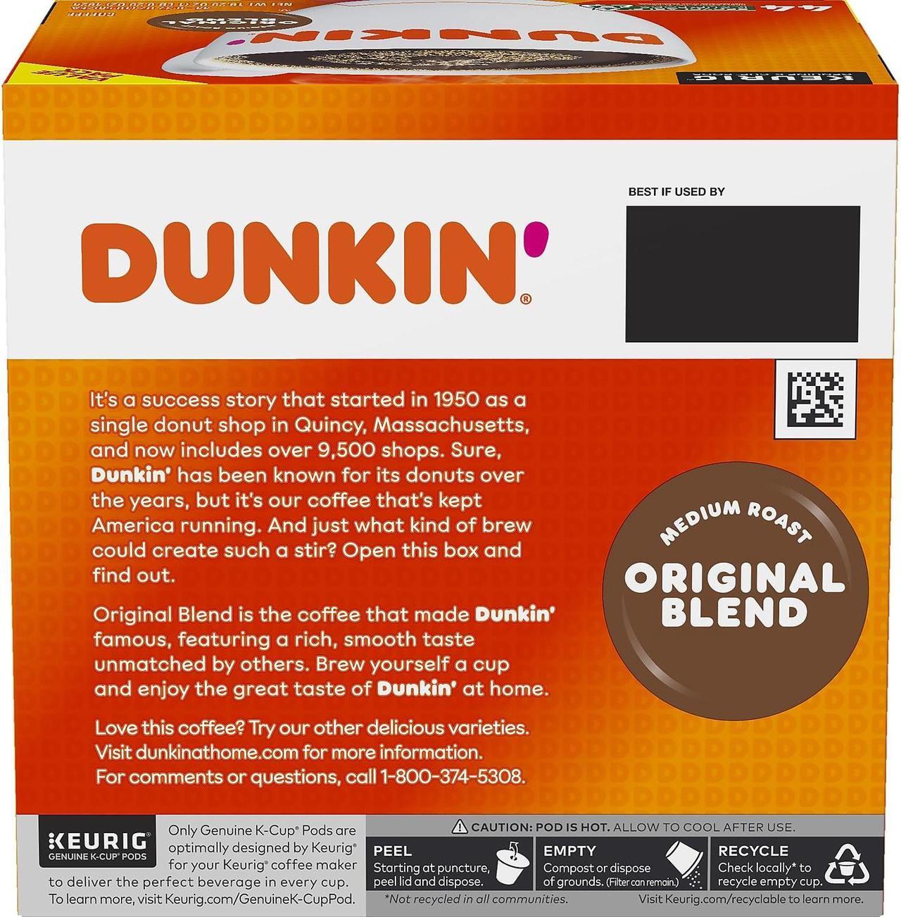 Alt view image 5 of 5 - Dunkin' Donuts Original Blend Coffee K-Cup Pods Medium Roast 44/Box (006933) 2091512