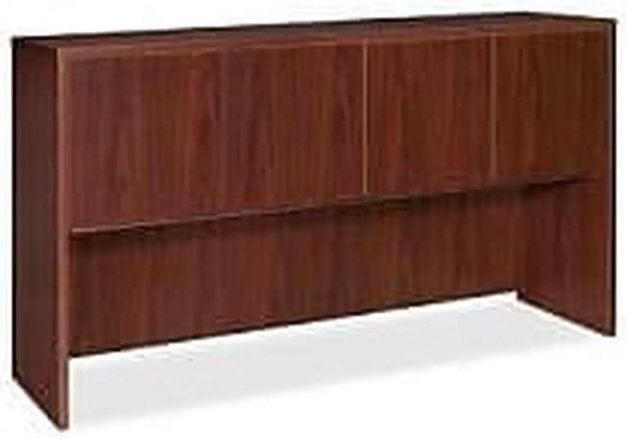 Alt view image 3 of 17 - Lorell Hutch w/Doors 66"x15"x36" Mahogany 69383