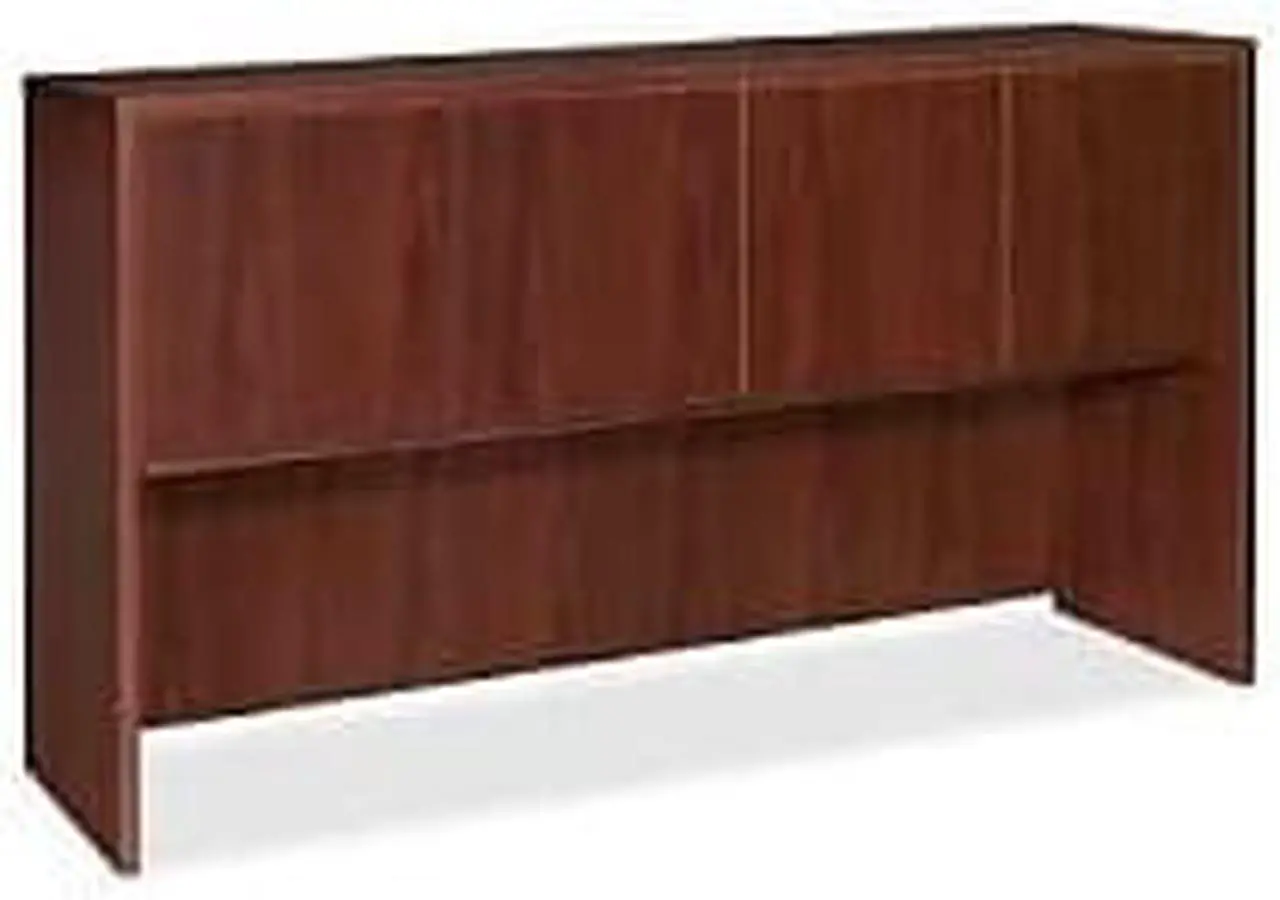 Alt view image 2 of 17 - Lorell Hutch w/Doors 66"x15"x36" Mahogany 69383
