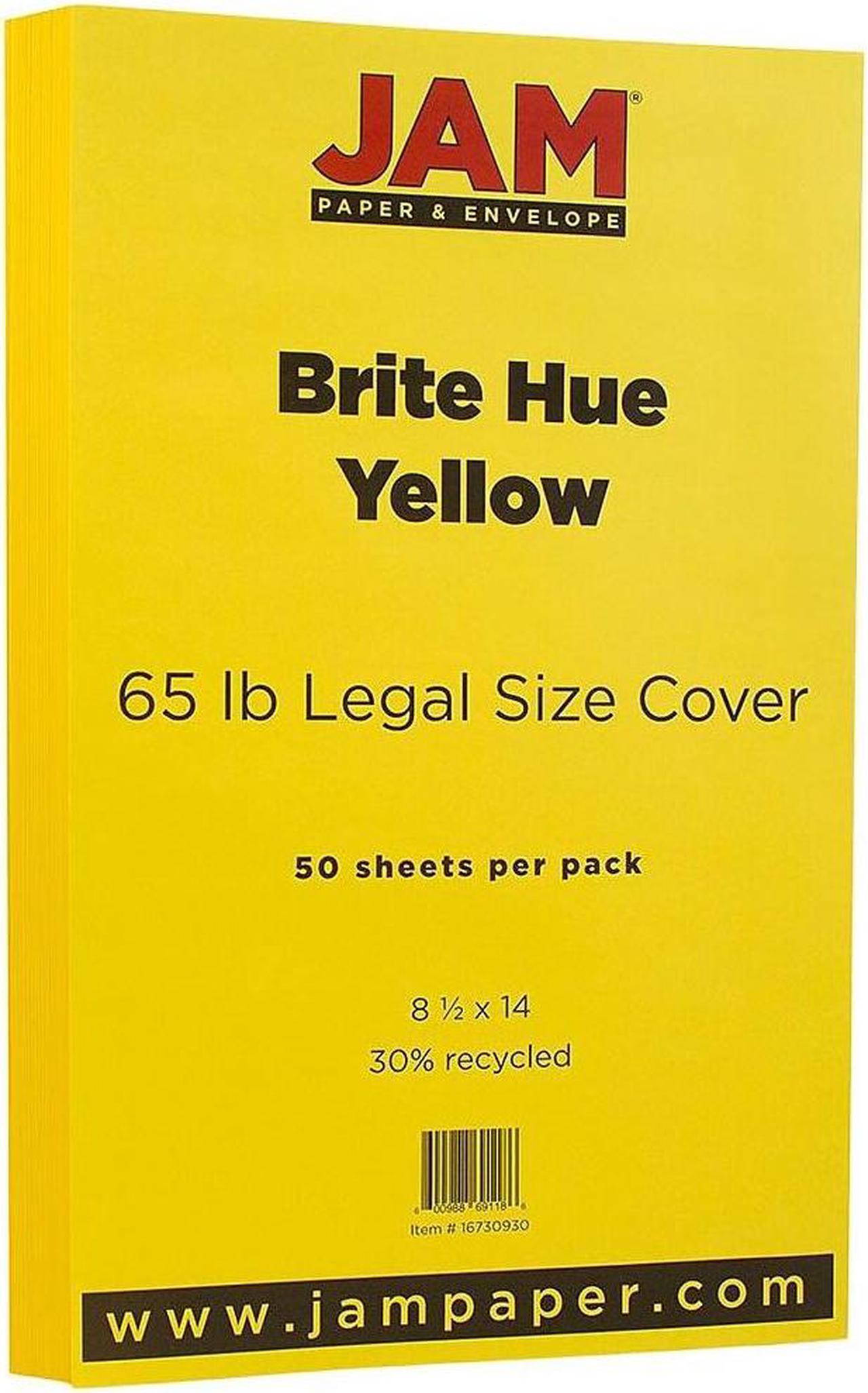 Alt view image 2 of 3 - jam paper legal 65lb cardstock  8.5 x 14 coverstock  yellow recycled  50 sheets/pack