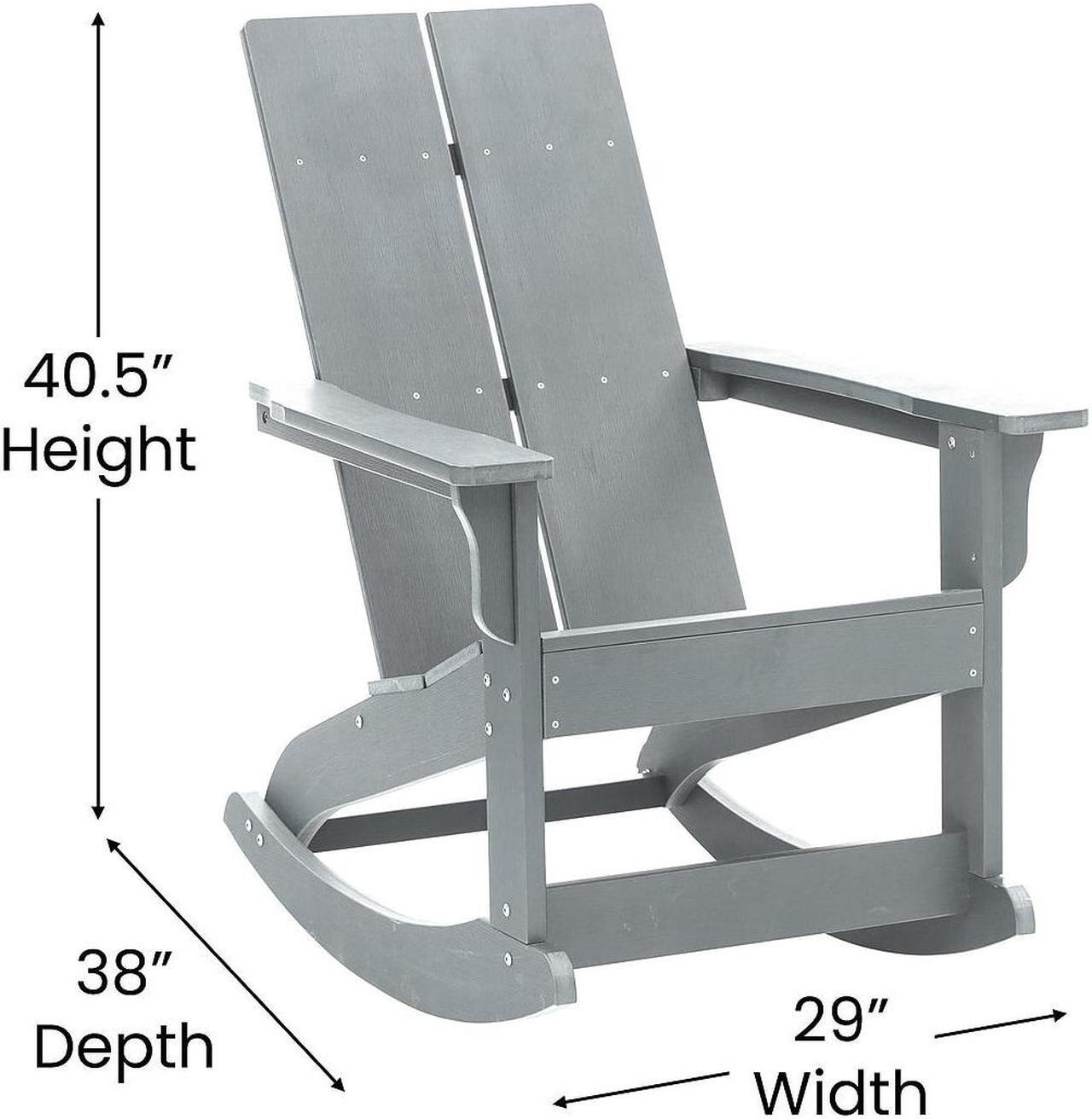 Alt view image 17 of 20 - Savannah All-Weather Poly Resin Wood Adirondack Rocking Chair with Rust Resistant Stainless Steel Hardware in Gray - Set of 2