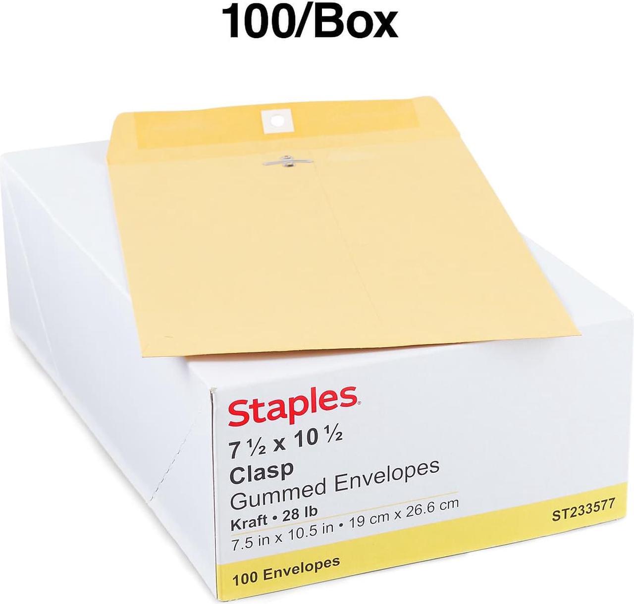 Alt view image 4 of 4 - Staples Brown Kraft Clasp 7 1/2" x 10 1/2" Envelopes 100/Box (233577/19268)
