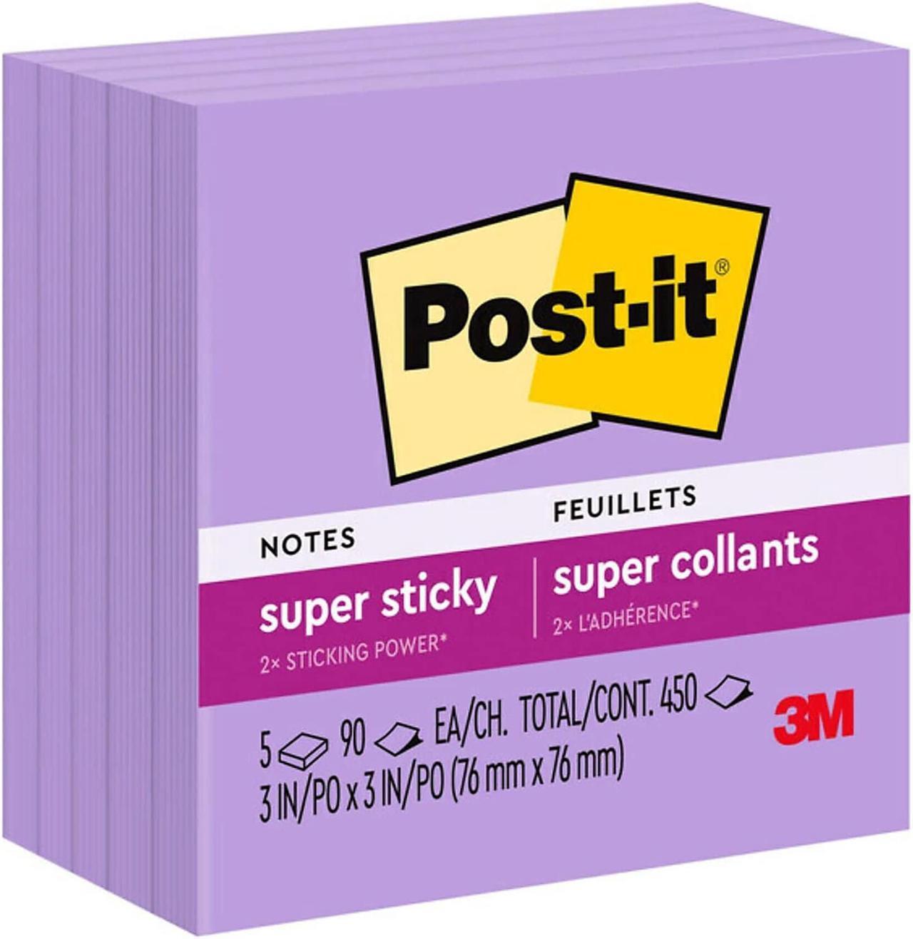 Post-it Super Sticky Notes 3" x 3" Iris 90 Sheets/Pad 108640