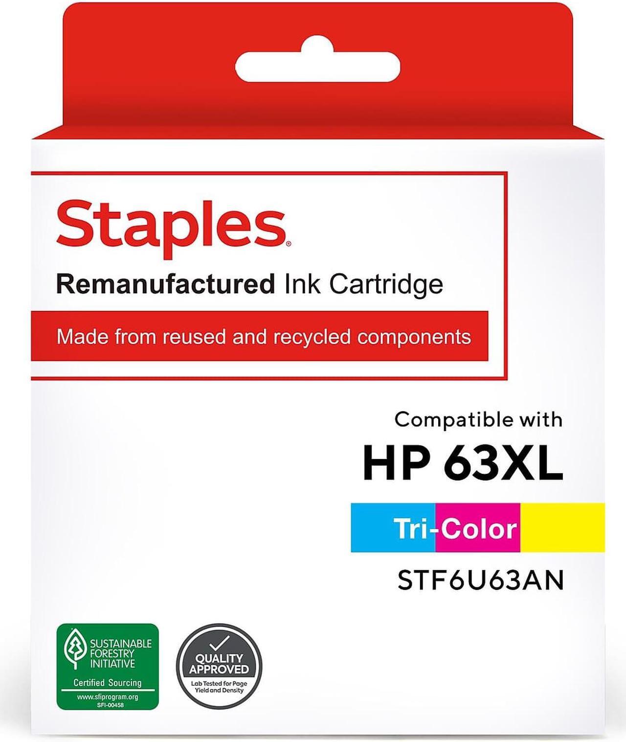 Main image of Staples ufactured Ink Cartridge Replacement for HP 63XL (Tri-color) 2796081