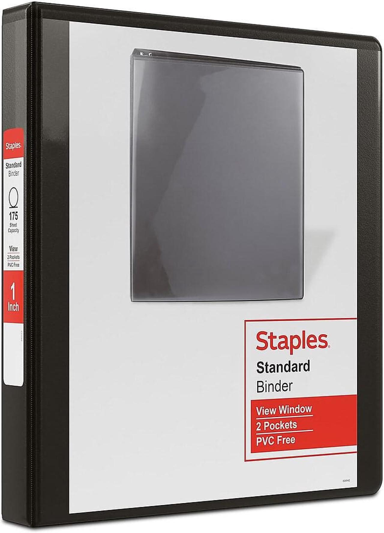 Staples Standard 1" 3-Ring View Binder Black (26431-CC) 82613