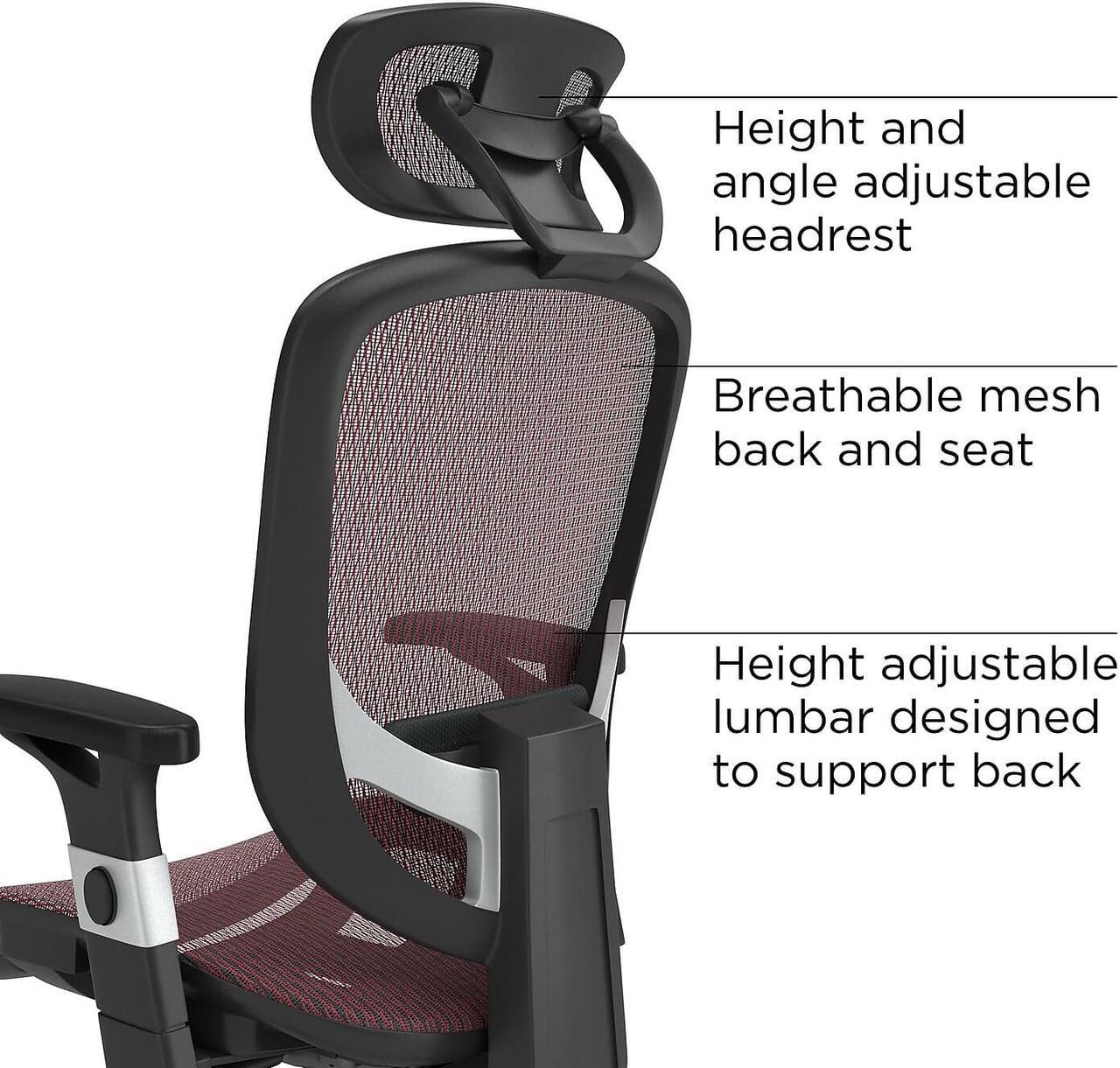 Alt view image 2 of 6 - Staples Hyken Technical Mesh Task Chair Red 50218