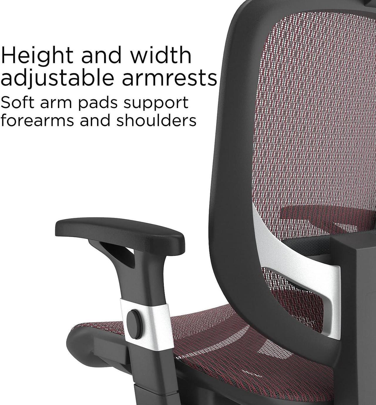 Alt view image 5 of 6 - Staples Hyken Technical Mesh Task Chair Red 50218