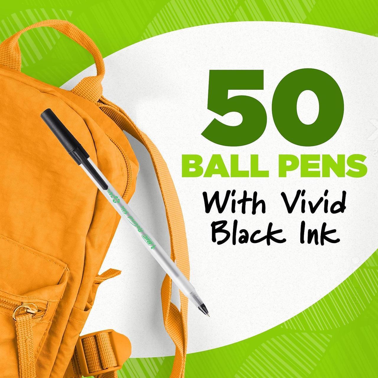 Alt view image 20 of 20 - BIC Ecolutions Round Stic Ballpoint Pen Black Ink 1mm Medium 50/Pack GSME509BK