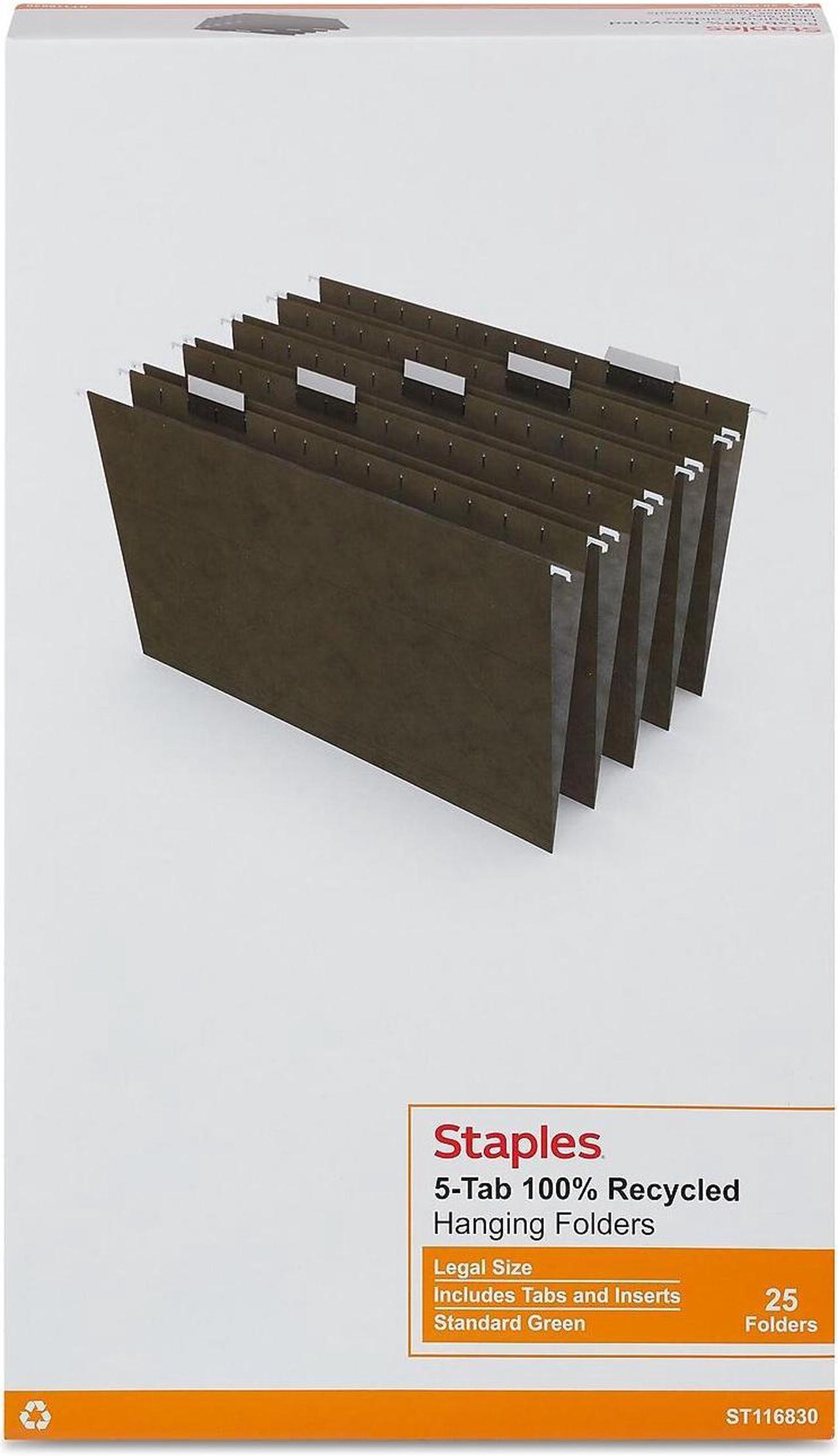 Alt view image 5 of 5 - MyOfficeInnovations Hanging File Folders 5-Tab Legal Size Standard Green 25/BX (116830)