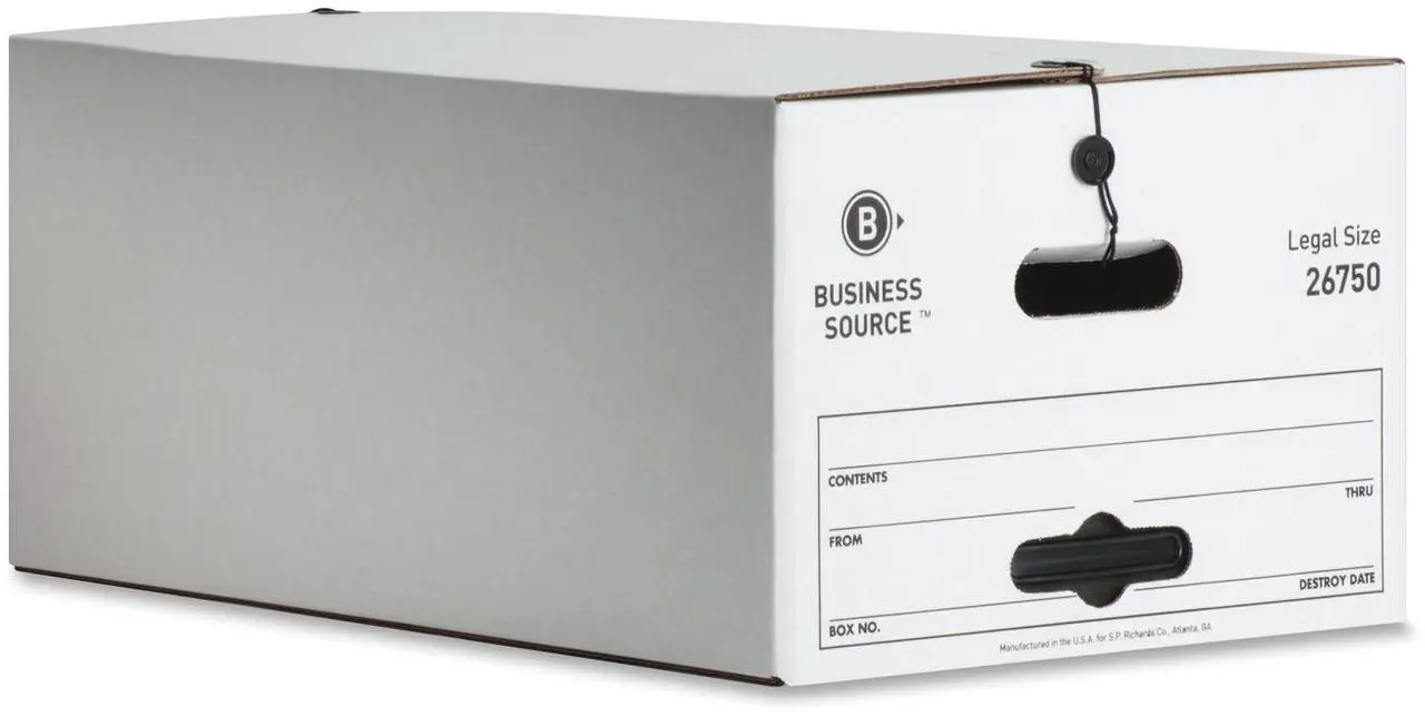 Main image of Business Source Storage Boxes Legal 350 lbs. 15"x24"x10" 12/CT White 26750