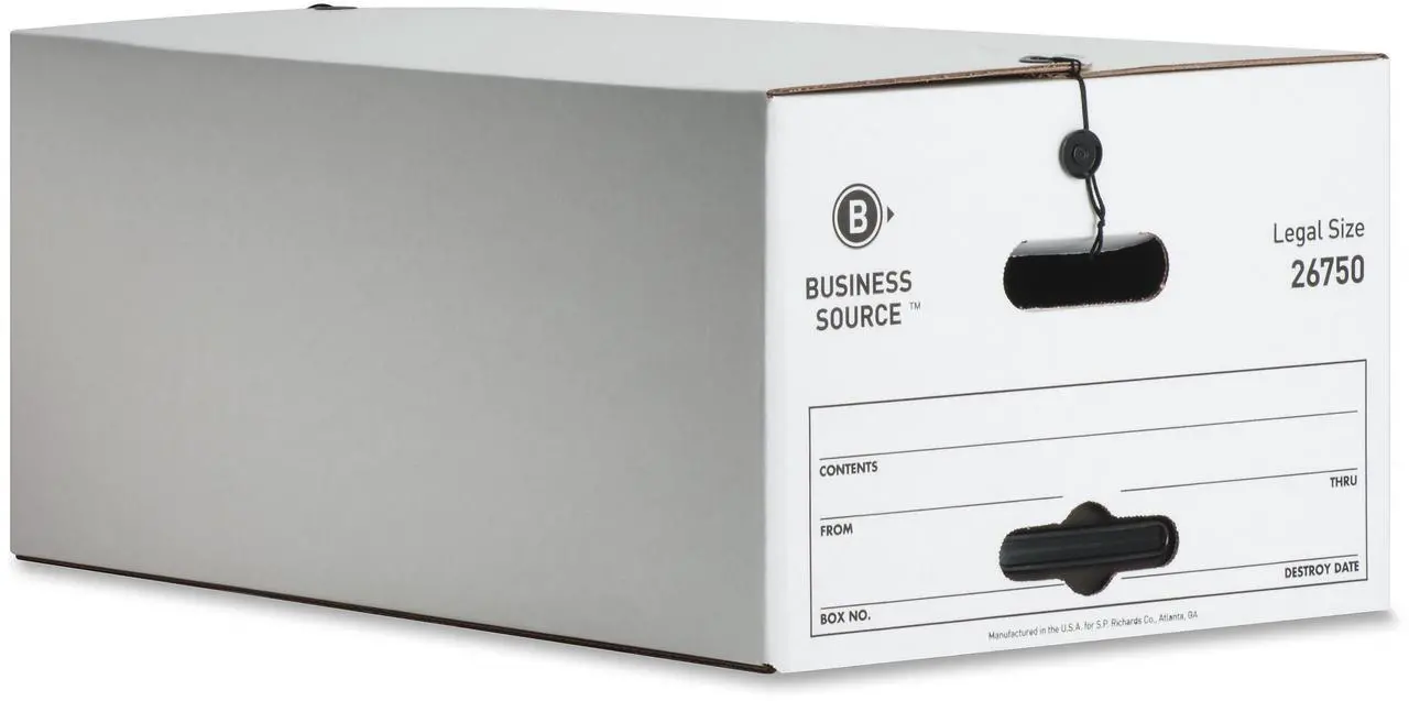 Alt view image 2 of 7 - Business Source Storage Boxes Legal 350 lbs. 15"x24"x10" 12/CT White 26750