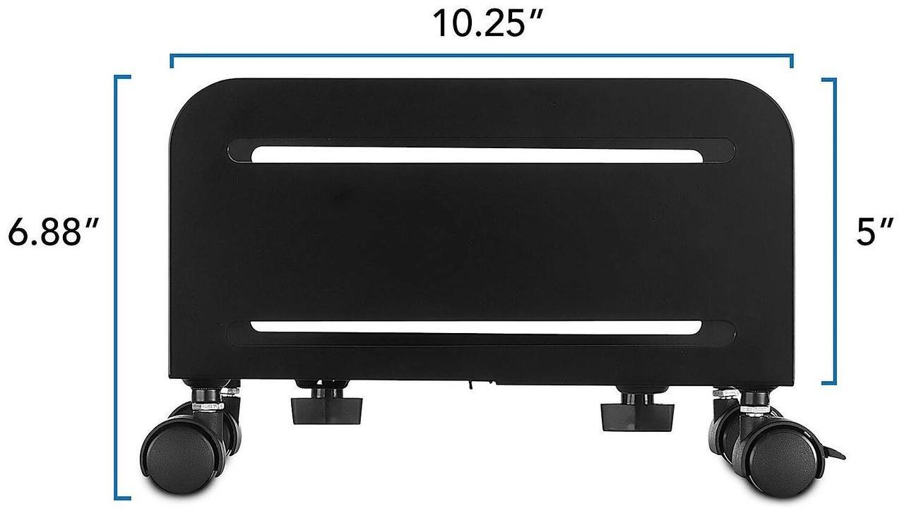Alt view image 10 of 11 - Mount-It! Rolling CPU Stand with Wheels, Heavy Duty Desktop Computer Tower Cart with Ventilation and Adjustable Width from 4.87 to 8.5 Inches, Steel