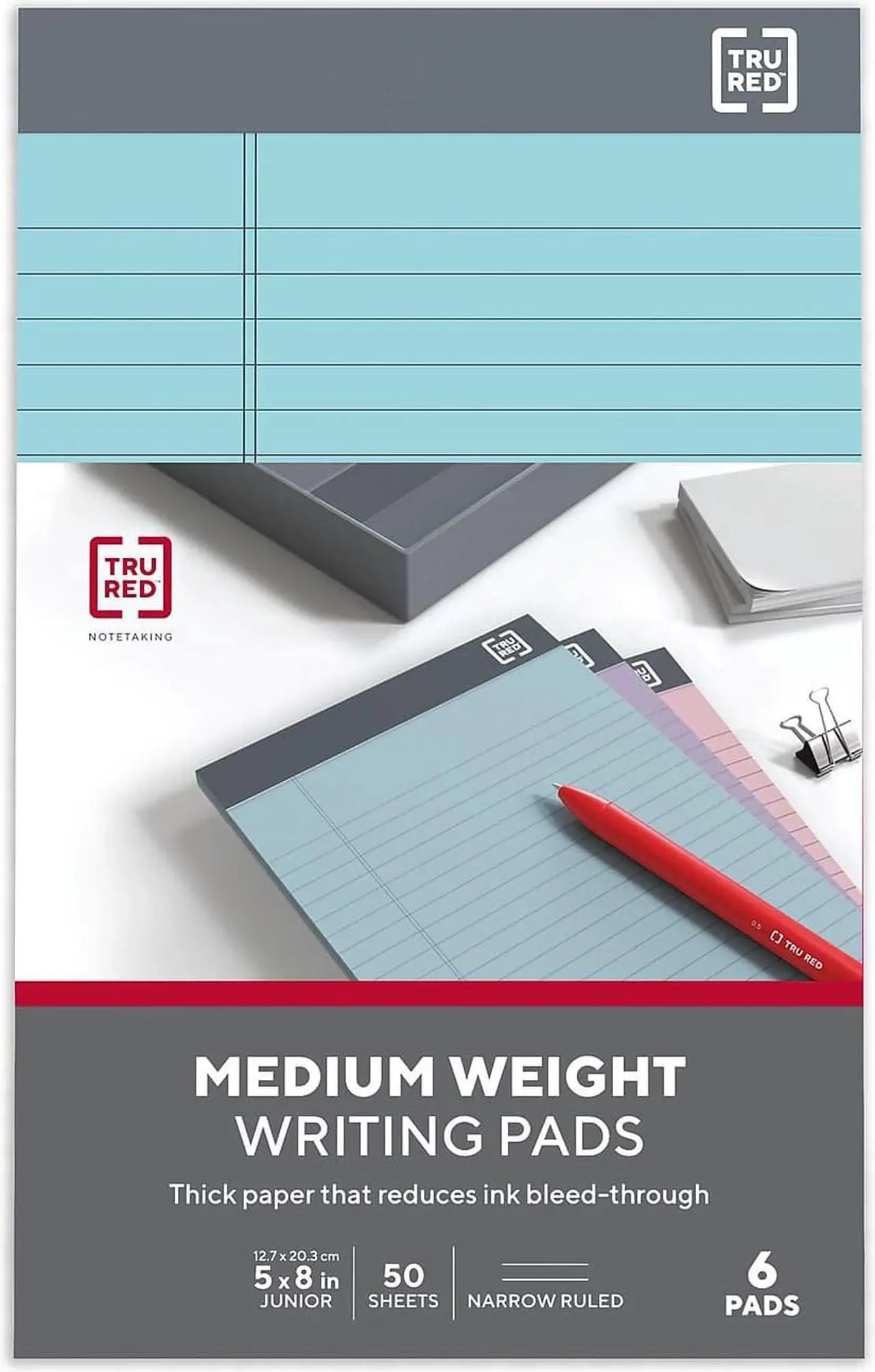 Alt view image 6 of 15 - TRU RED Notepads 5" x 8" Narrow Ruled Pastels 50 Sheets/Pad TR57356