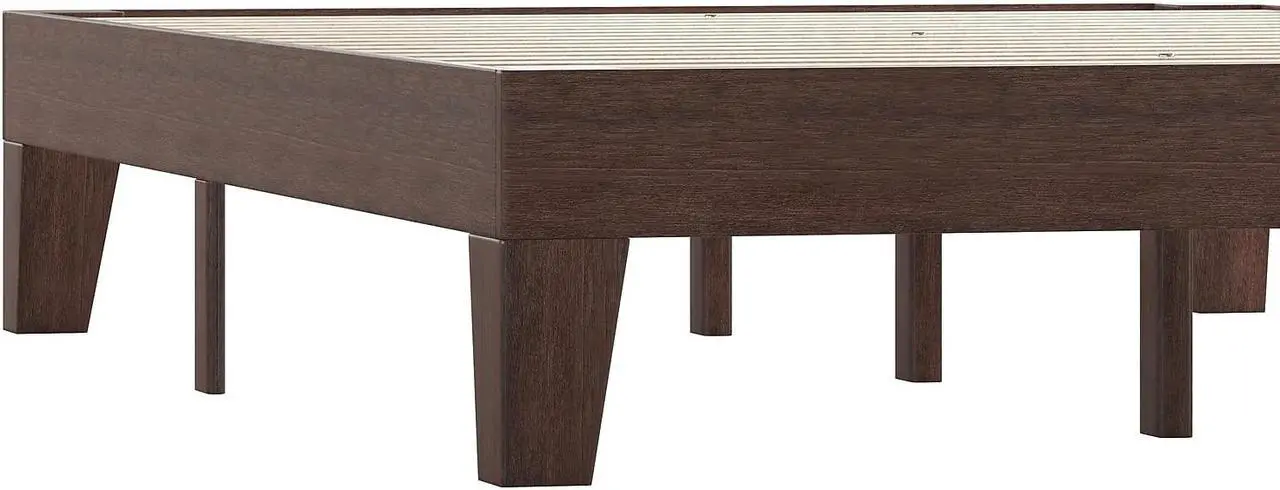Alt view image 12 of 20 - Evelyn Walnut Finish Solid Wood Full Platform Bed, No Box Spring Required