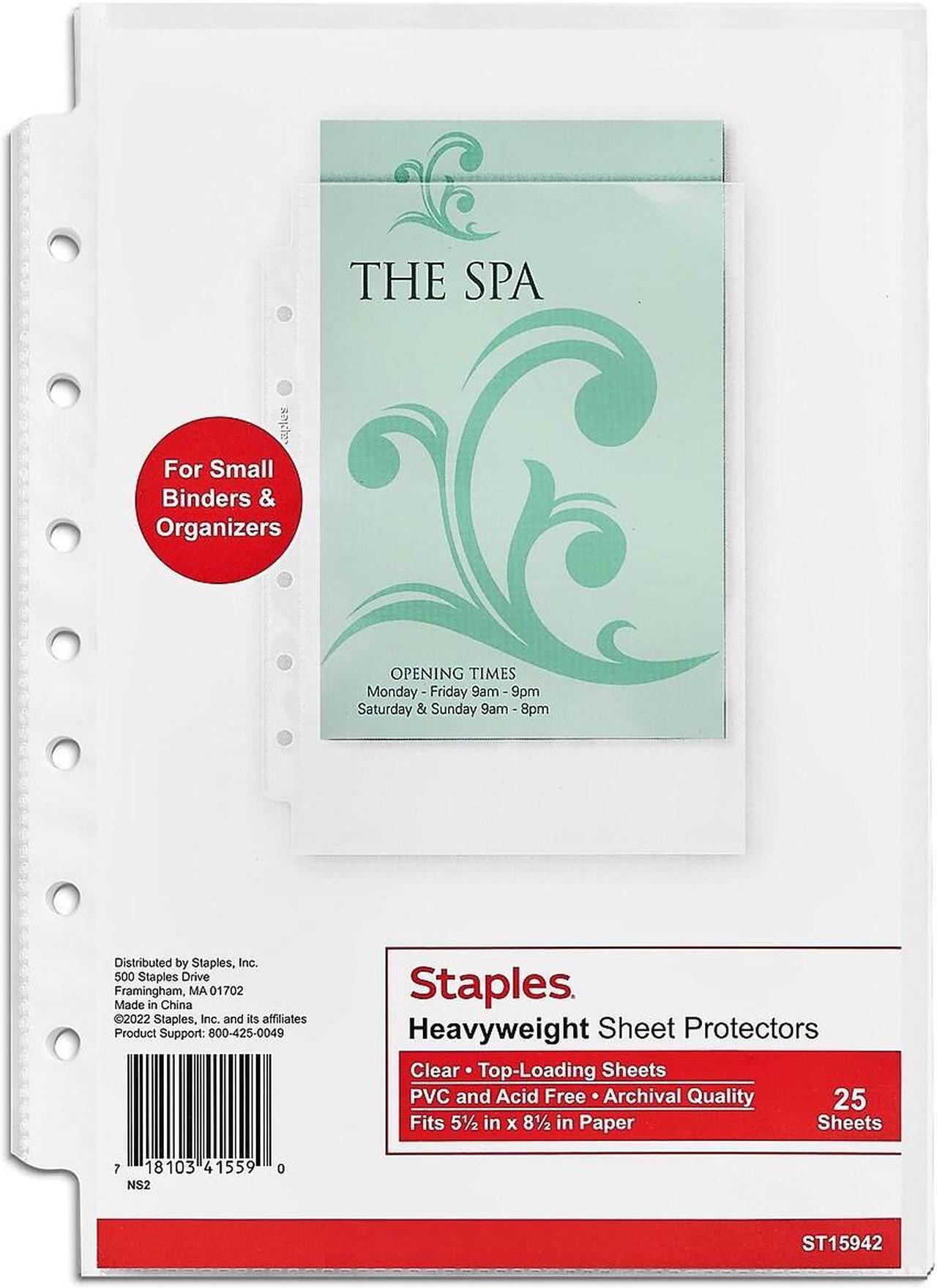 Main image of Staples 5-1/2" x 8-1/2" Sheet Protectors Clear 25/Pack 15942-US