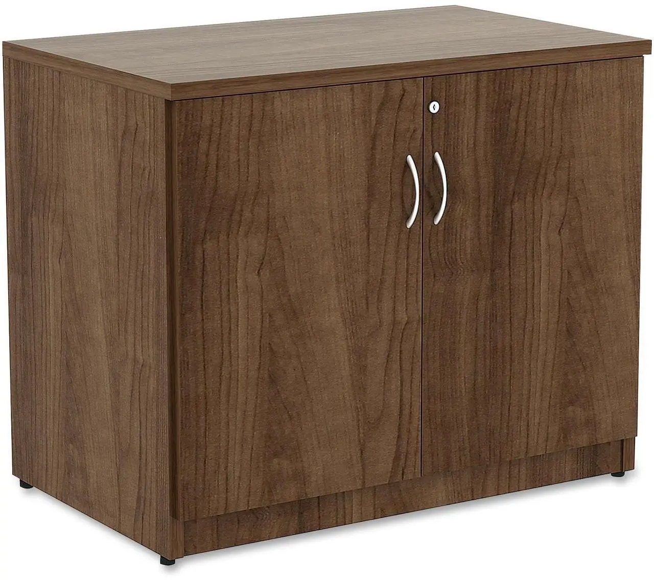 Alt view image 2 of 4 - Lorell Storage Cabinet - 36" x 22.5" x 29.5" - Glide, Lockable - Walnut - Laminate - Polyvinyl Chloride (PVC), Metal  LL