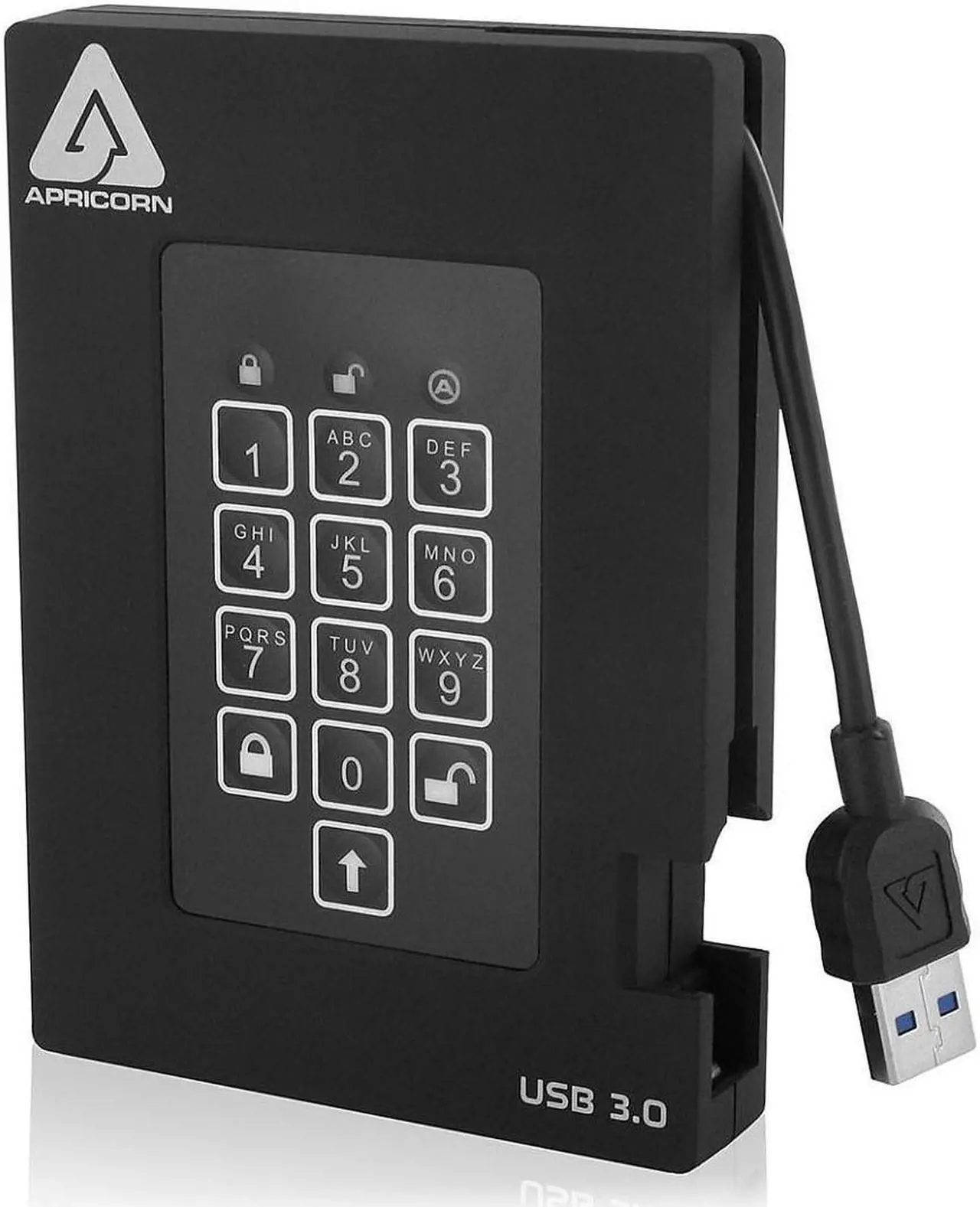 Alt view image 5 of 5 - Apricorn Aegis Padlock A25-3Pl256-500F 500 Gb Portable Hard Drive - 2.5" External - Black