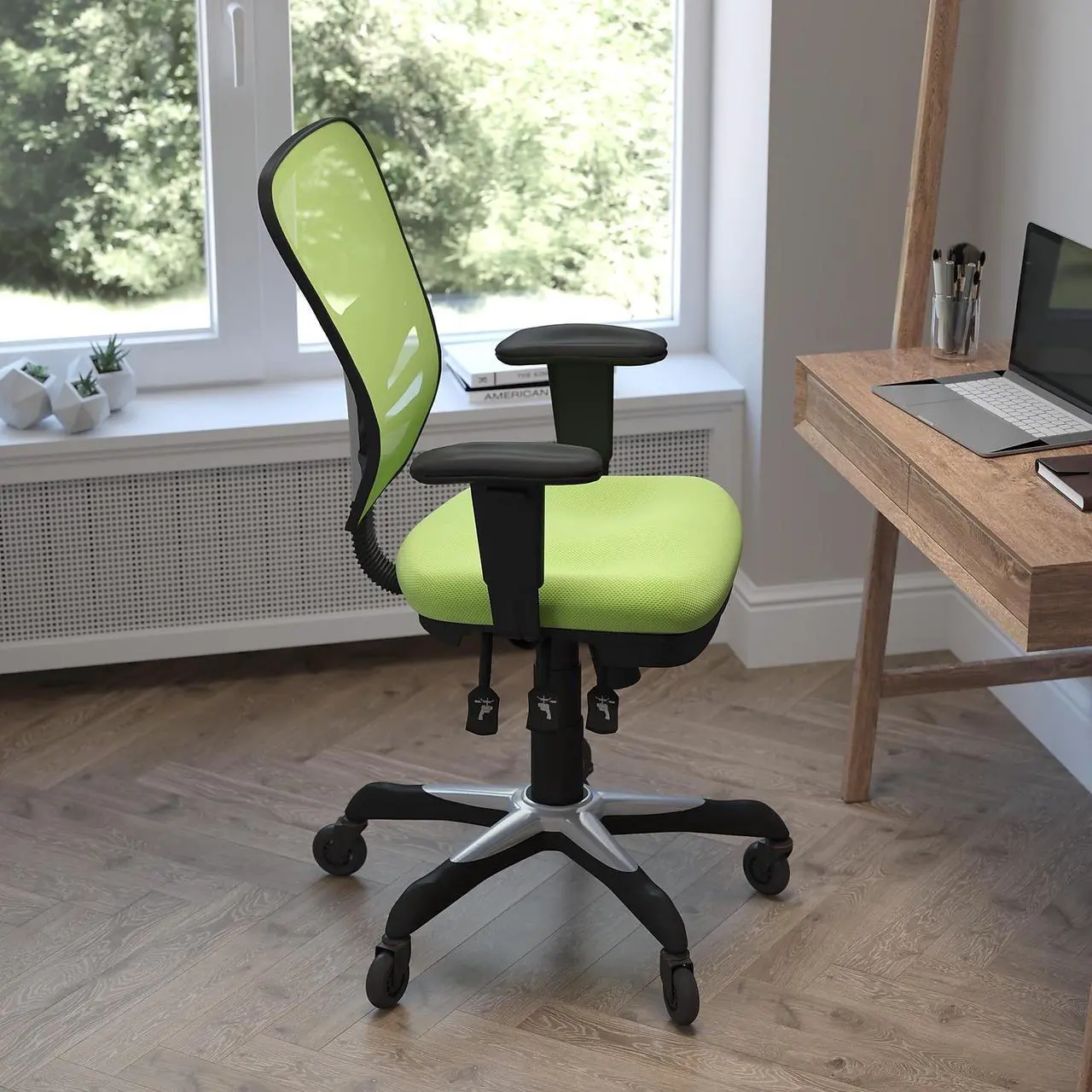 Alt view image 16 of 20 - Flash Furniture Nicholas Ergonomic Mesh Swivel Executive Office Chair with Transparent Roller Wheels Green (HL0001GNRLB)