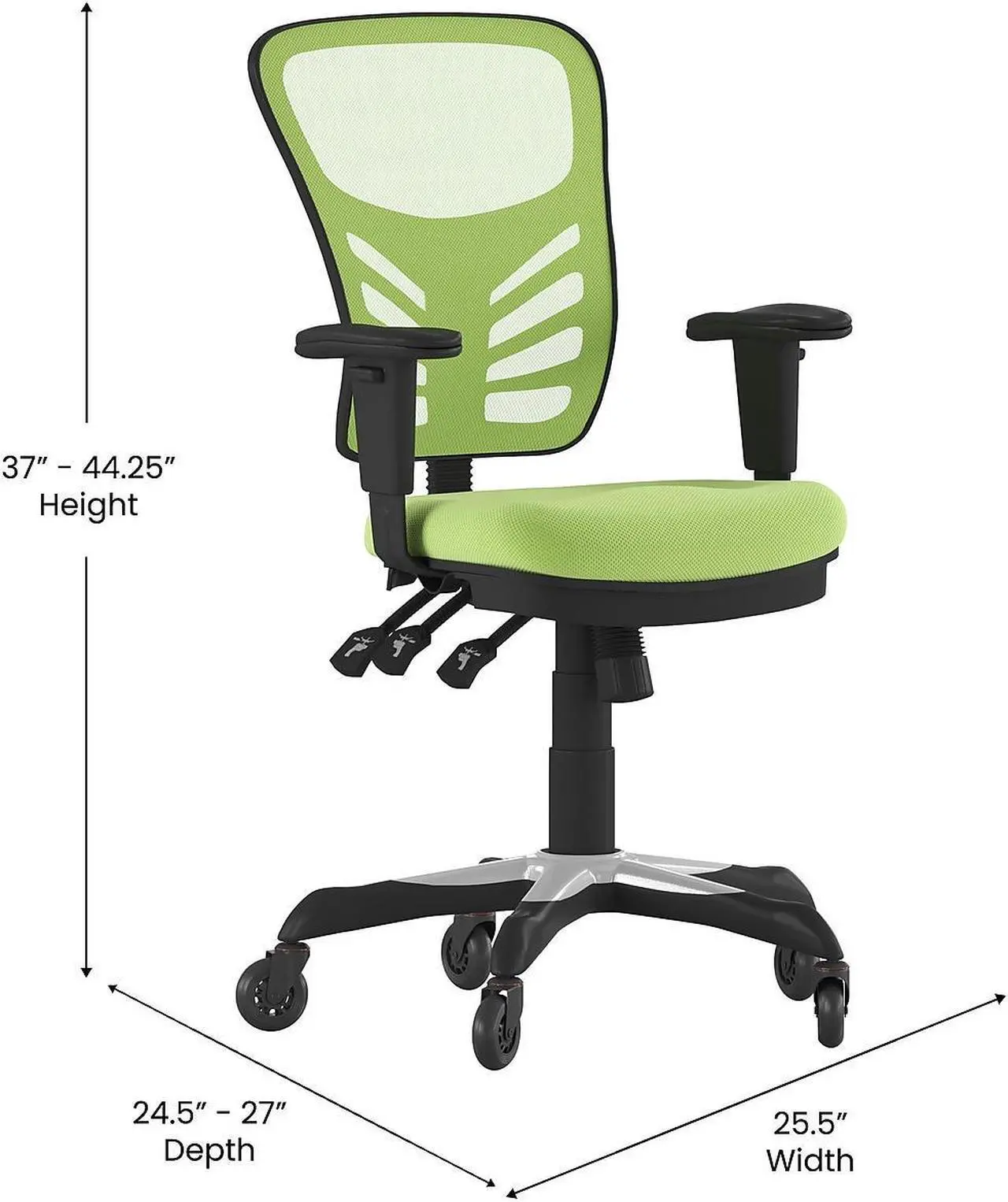 Alt view image 4 of 20 - Flash Furniture Nicholas Ergonomic Mesh Swivel Executive Office Chair with Transparent Roller Wheels Green (HL0001GNRLB)