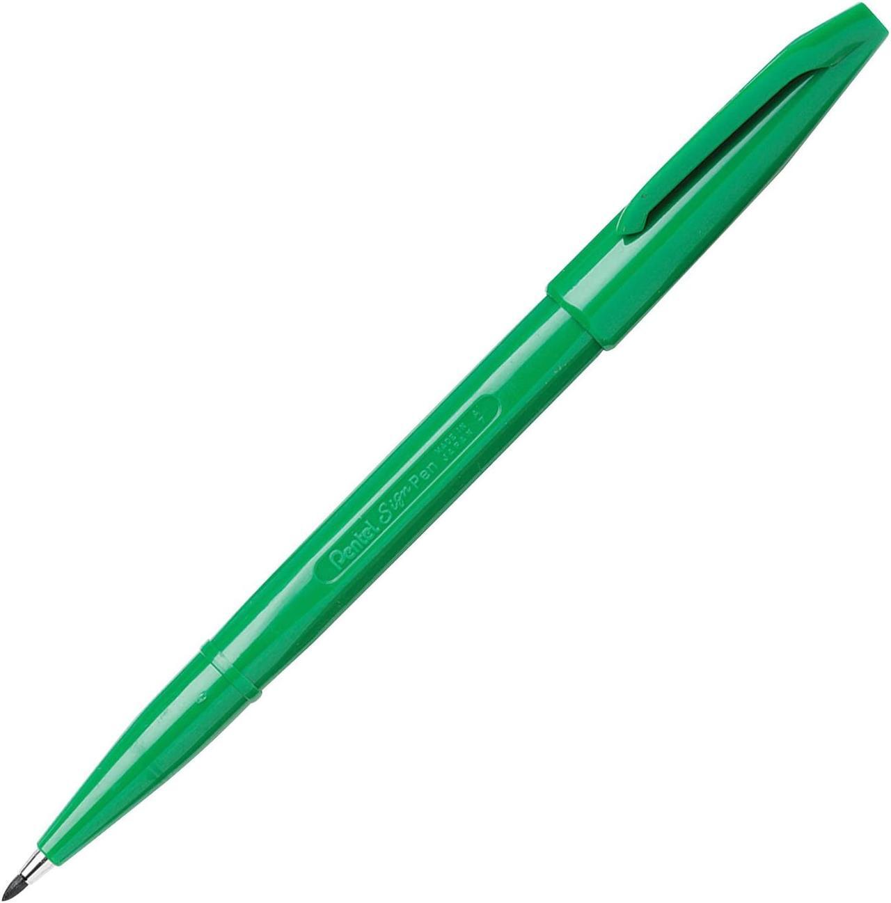 Main image of Pentel Sign Pens Fiber Tip Bold Point 12/PK Green Barrel/Ink S520D