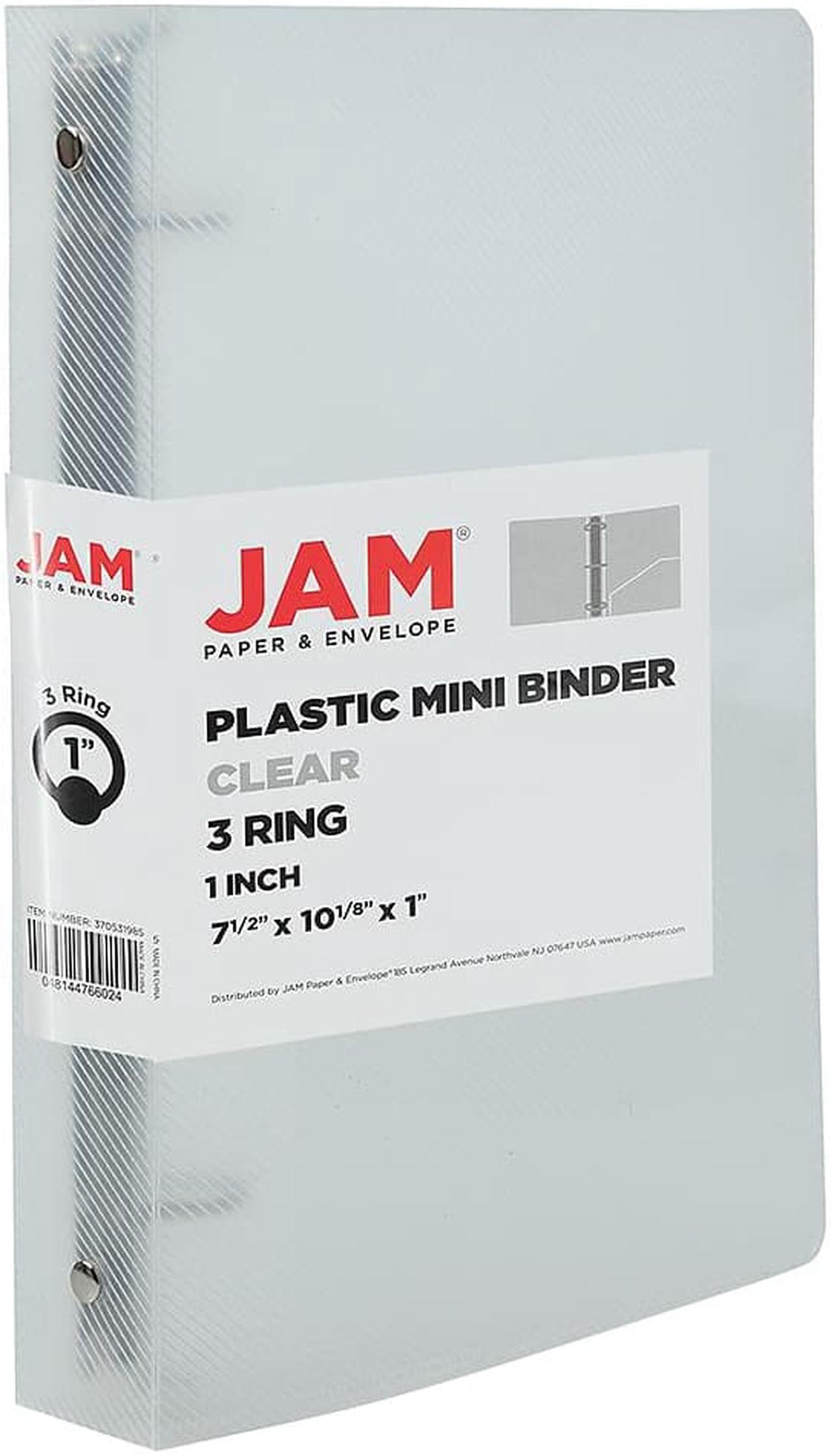 Main image of JAM Paper Plastic 1 Inch Mini Binder 7.5 x 10.125 Clear 3 Ring Binder 370531985